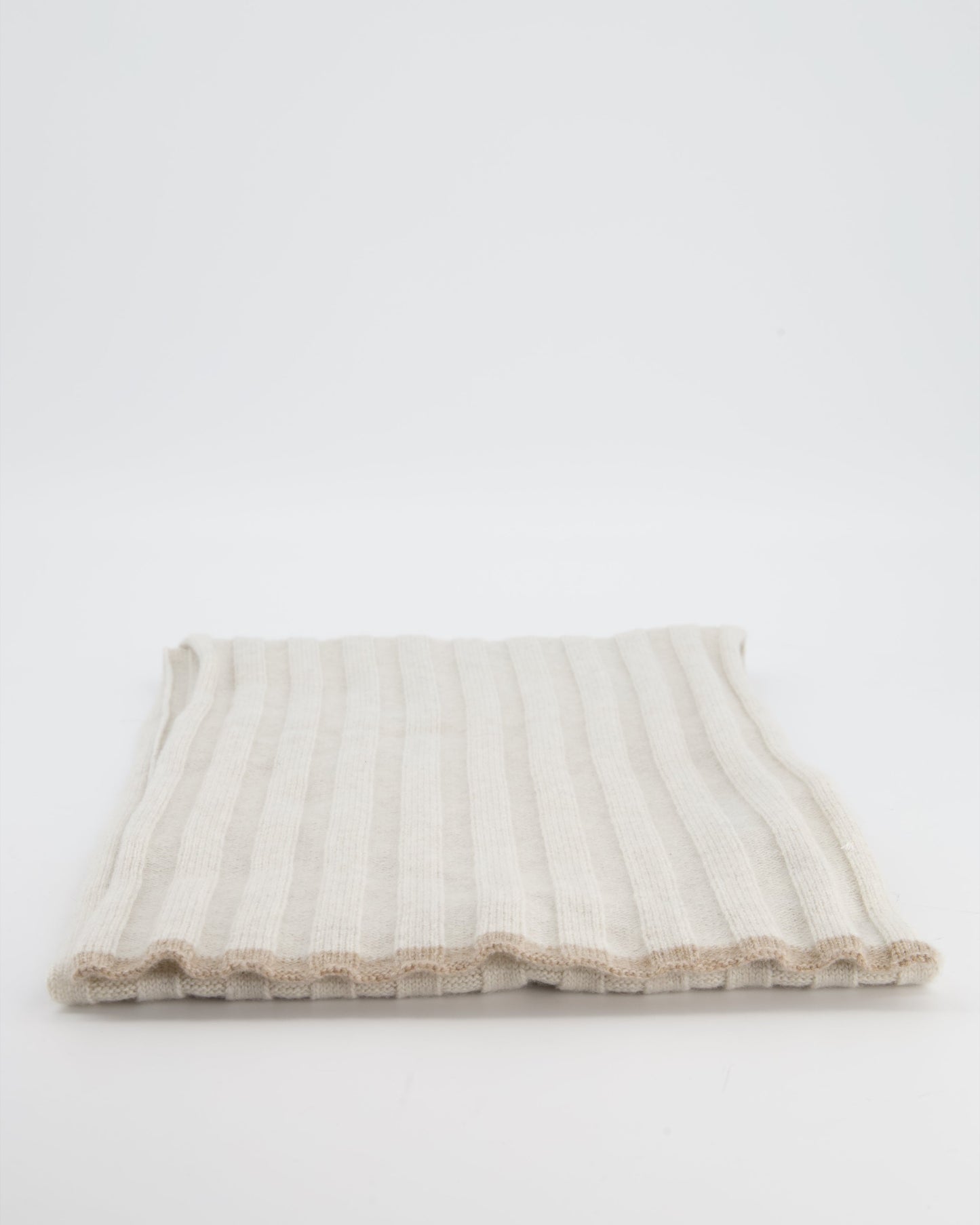 Brunello Cucinelli Taupe Ribbed Cashmere Scarf