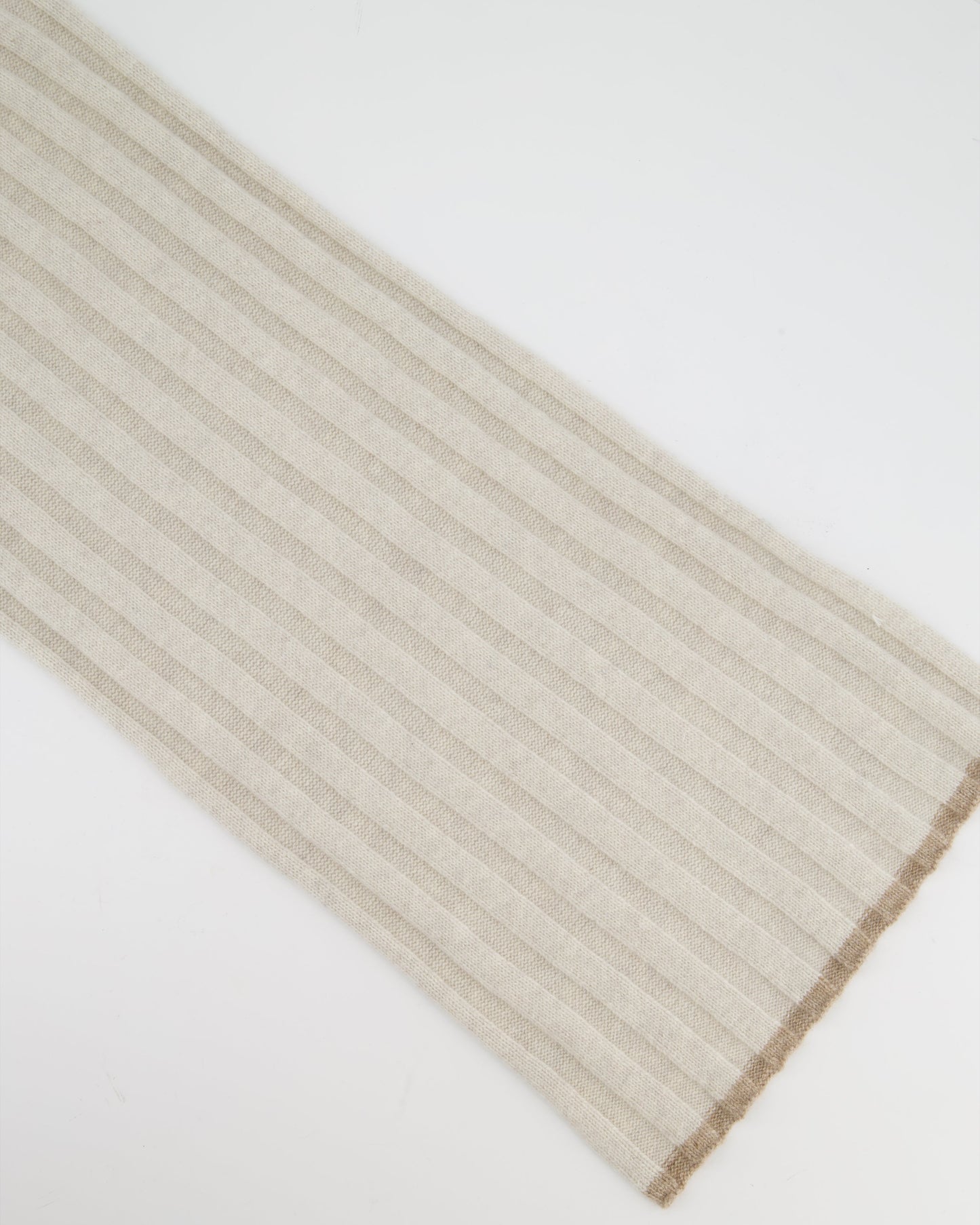 Brunello Cucinelli Taupe Ribbed Cashmere Scarf