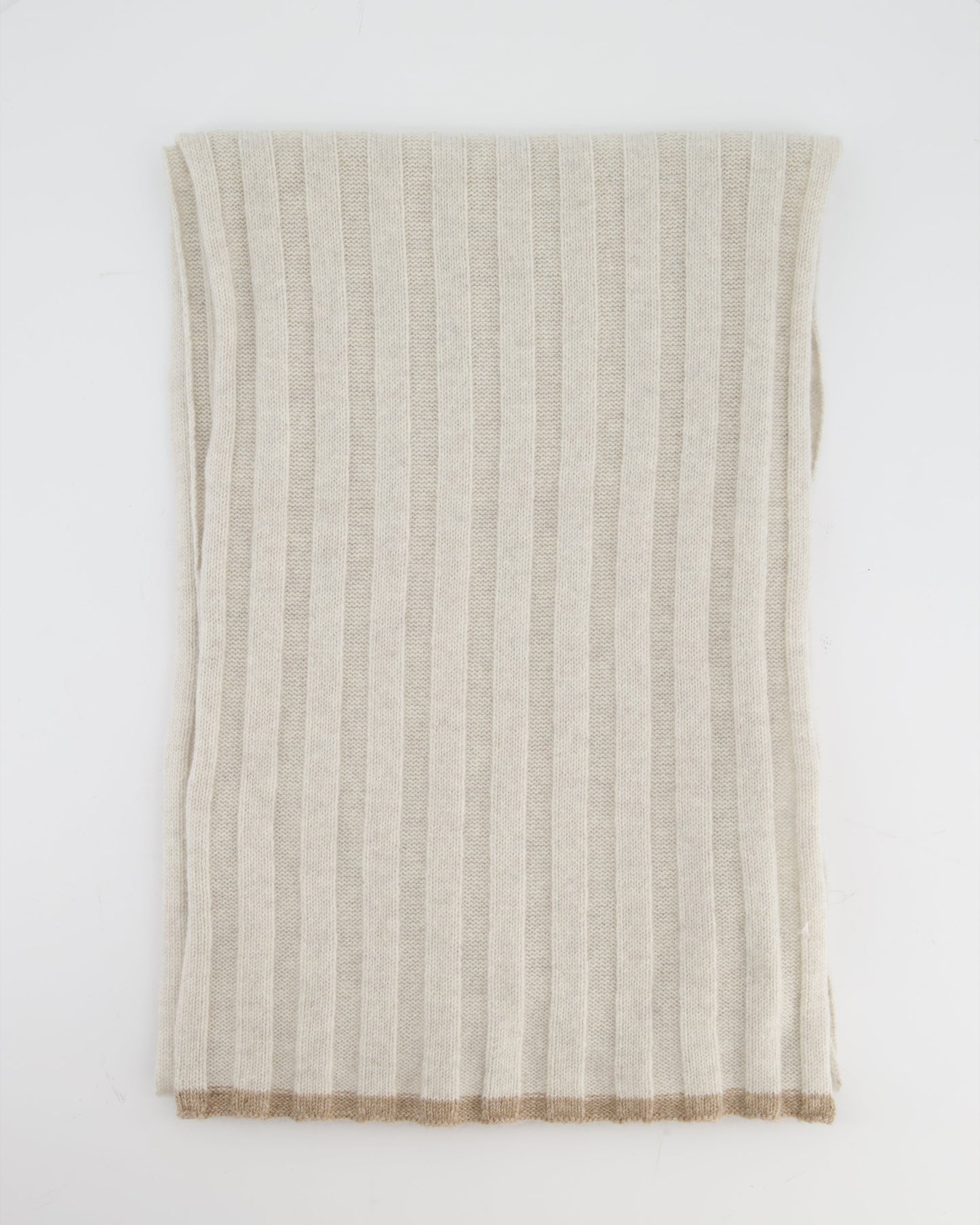 Brunello Cucinelli Taupe Ribbed Cashmere Scarf