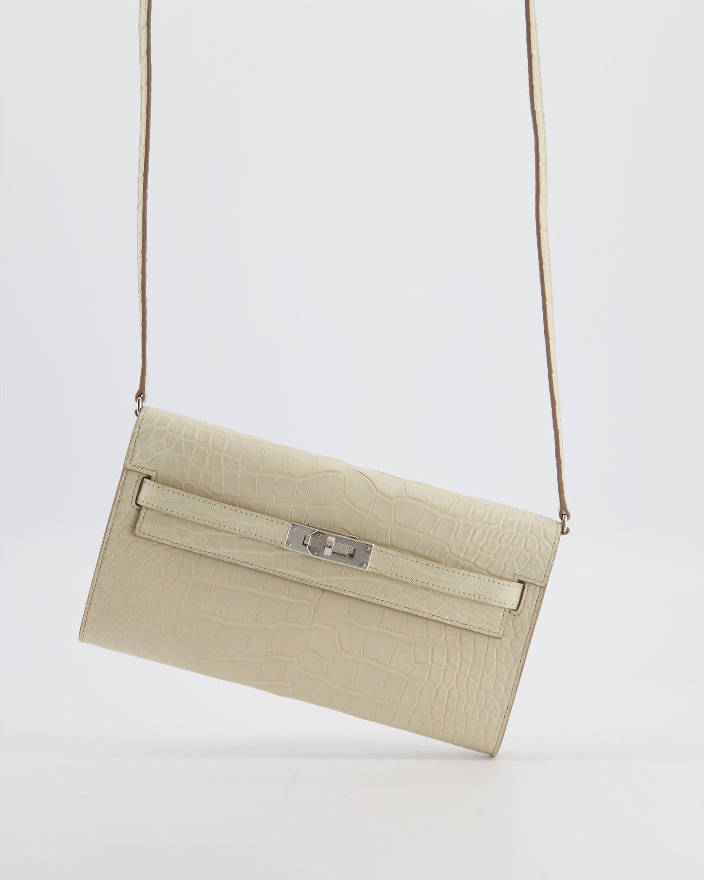 Herm�s Kelly To Go Bag in Beton Alligator Mississippiensis Leather with Palladium Hardware