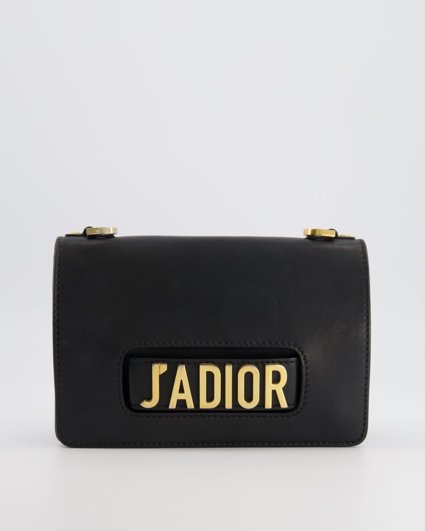 Christian Dior Black Leather J'Adior Flap Bag with Multi-Colour Embroidered Canvas Strap and Gold Hardware