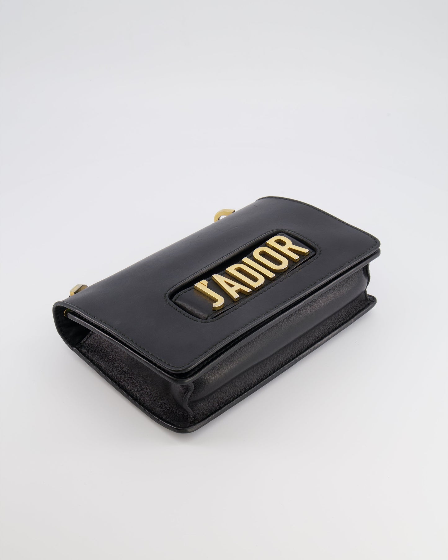 Christian Dior Black Leather J'Adior Flap Bag with Multi-Colour Embroidered Canvas Strap and Gold Hardware
