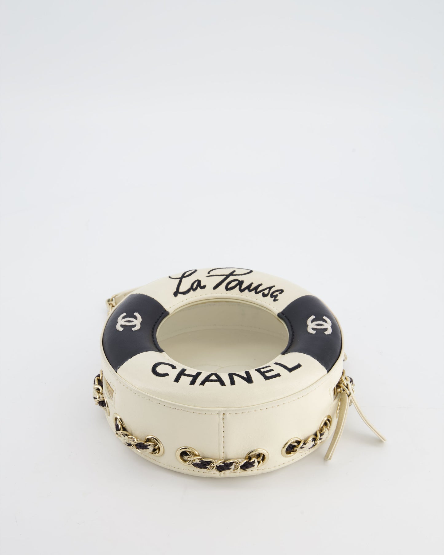 *RARE & FIRE PRICE* Chanel La Pausa Coco Lifesaver Bag in Black and White with Champagne Gold Hardware