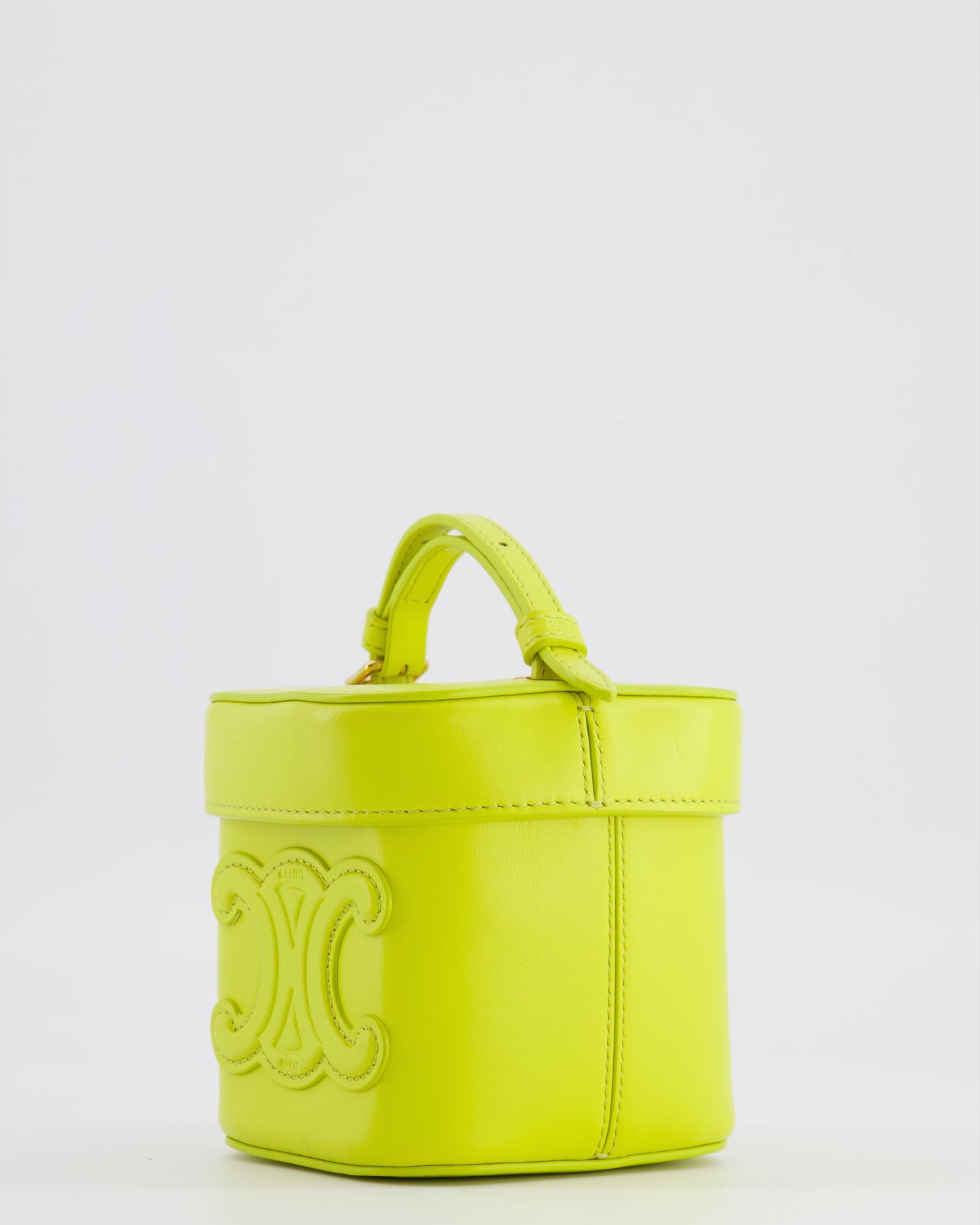 Céline Lime Yellow Leather Small Box Cuir Triomphe Bag