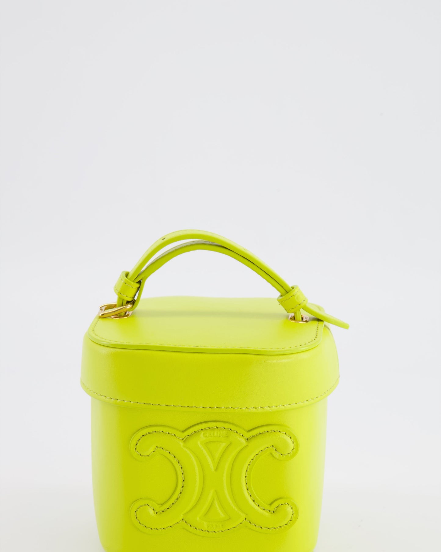 Céline Lime Yellow Leather Small Box Cuir Triomphe Bag