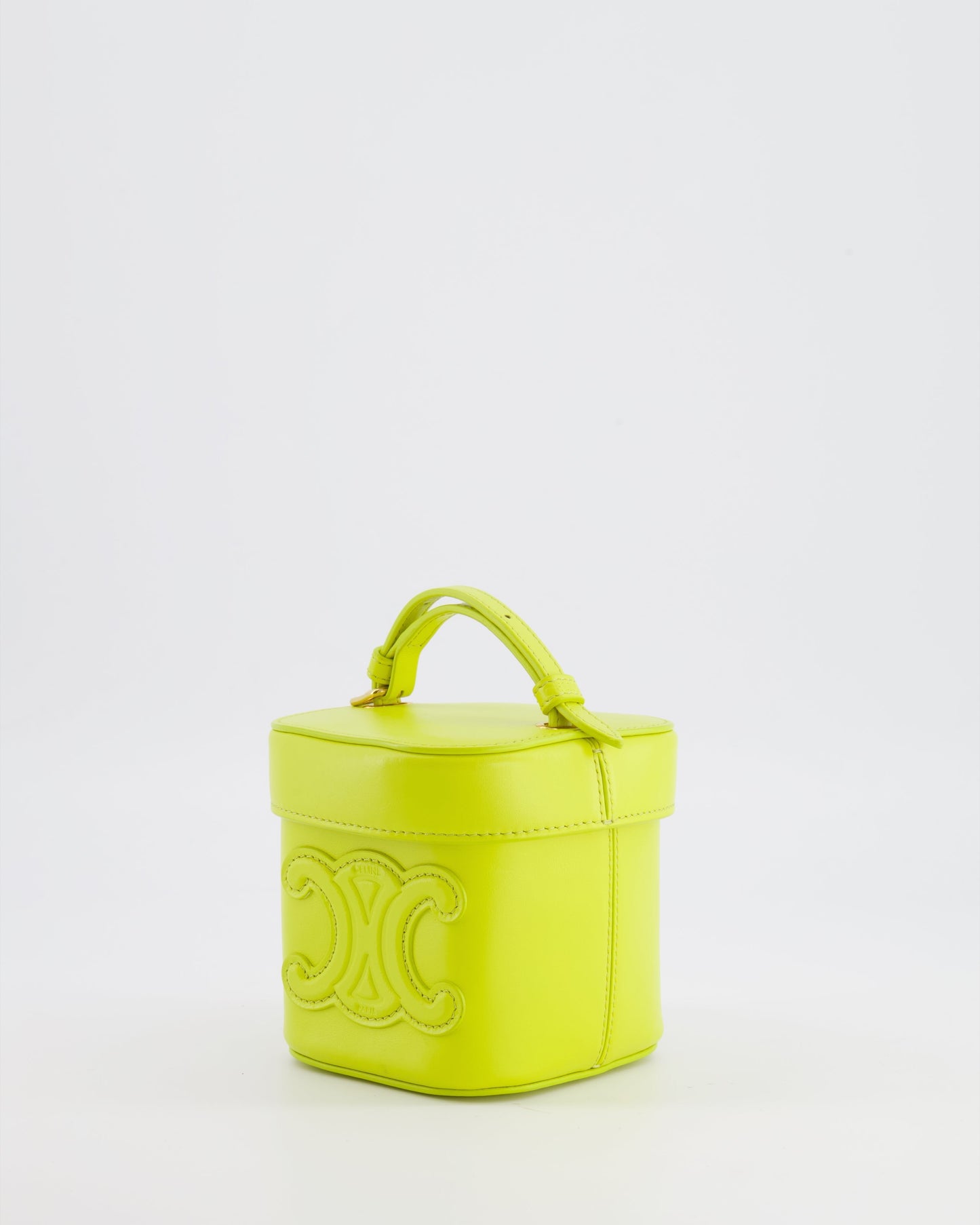 Céline Lime Yellow Leather Small Box Cuir Triomphe Bag