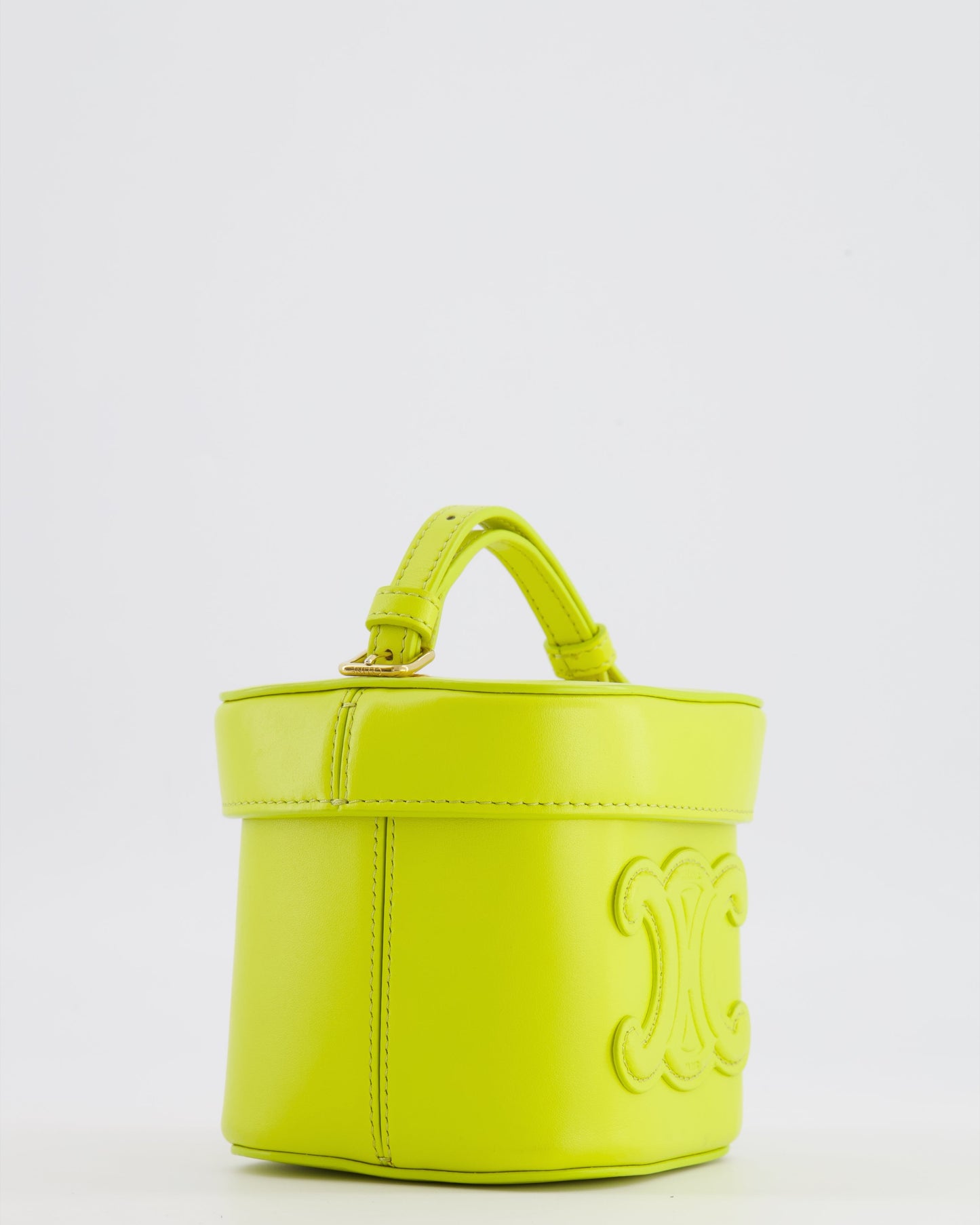 Céline Lime Yellow Leather Small Box Cuir Triomphe Bag