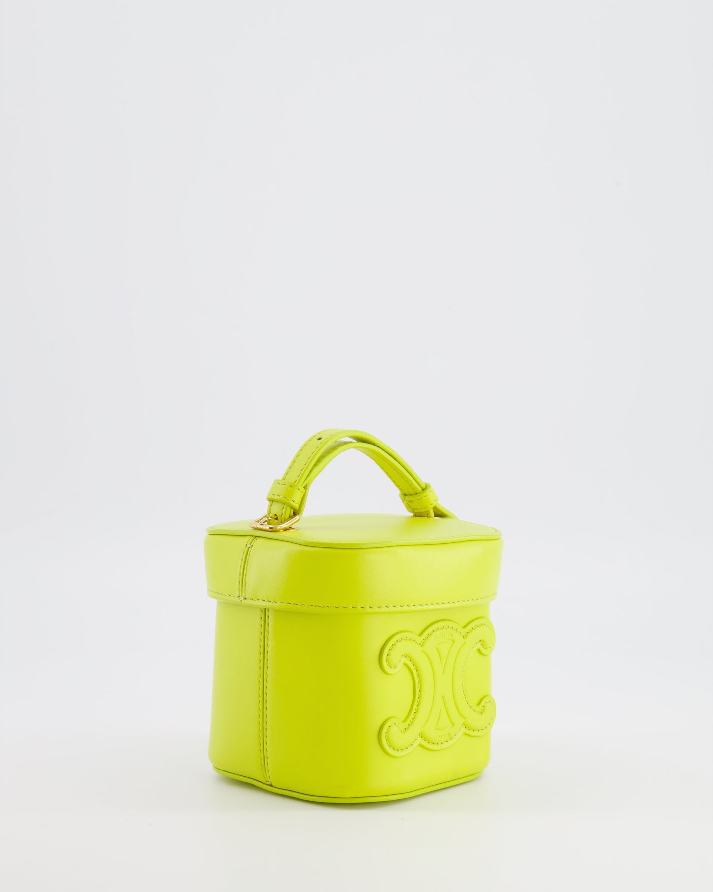 Céline Lime Yellow Leather Small Box Cuir Triomphe Bag