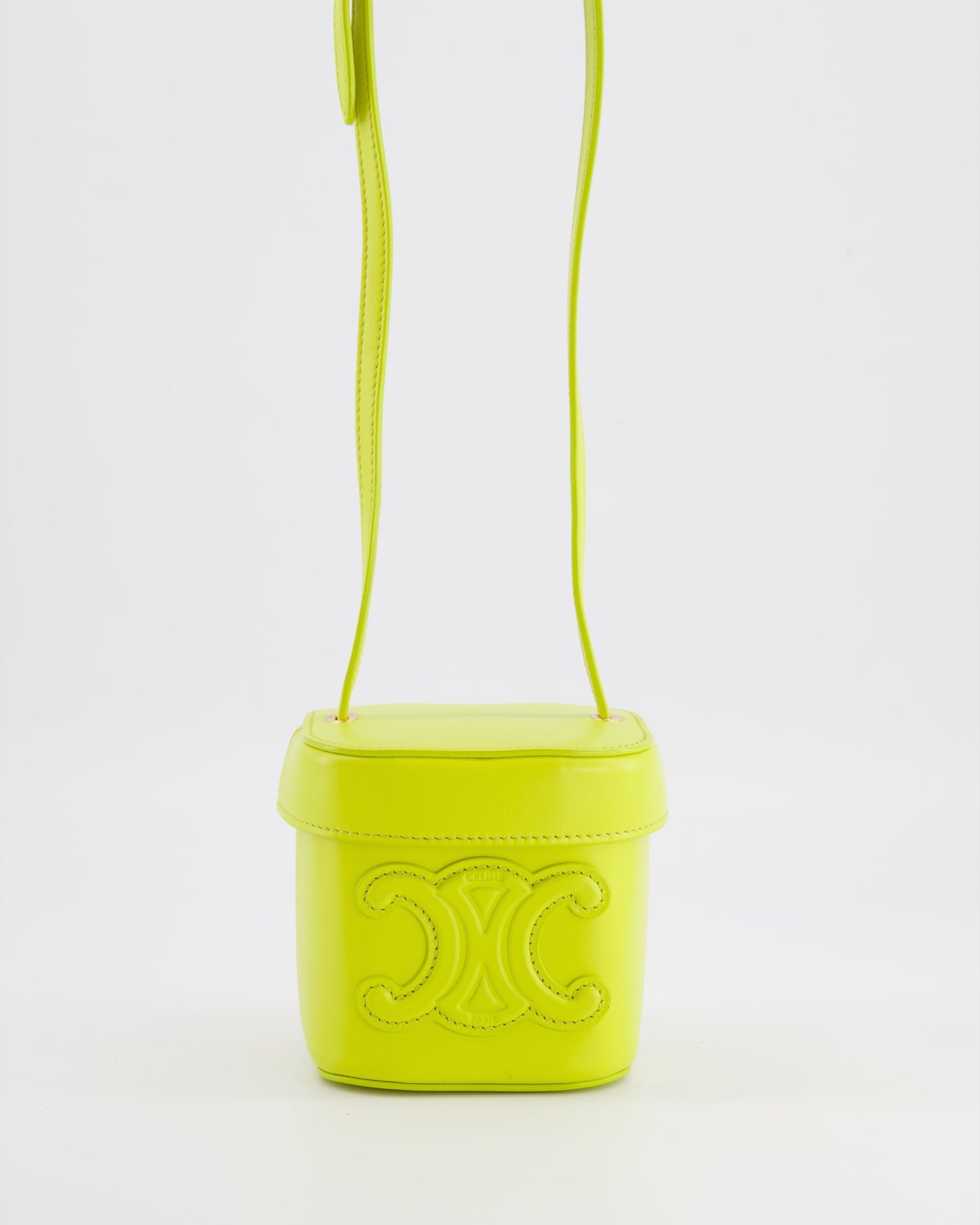 Céline Lime Yellow Leather Small Box Cuir Triomphe Bag