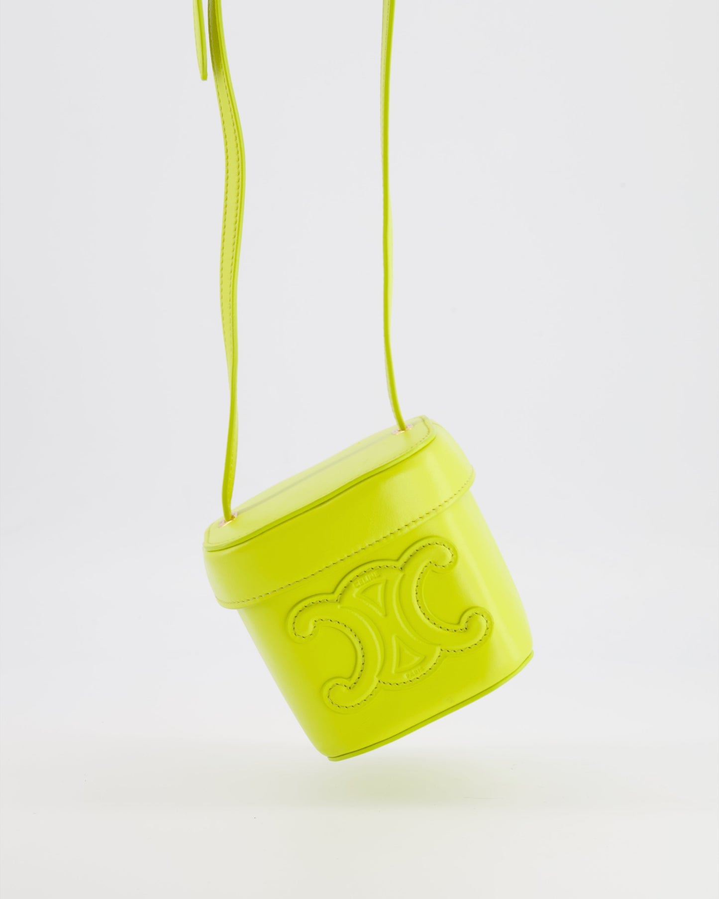 Céline Lime Yellow Leather Small Box Cuir Triomphe Bag