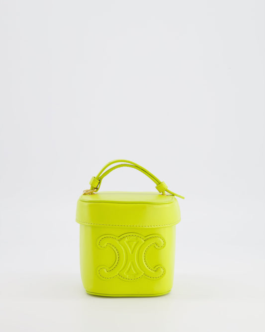 Céline Lime Yellow Leather Small Box Cuir Triomphe Bag