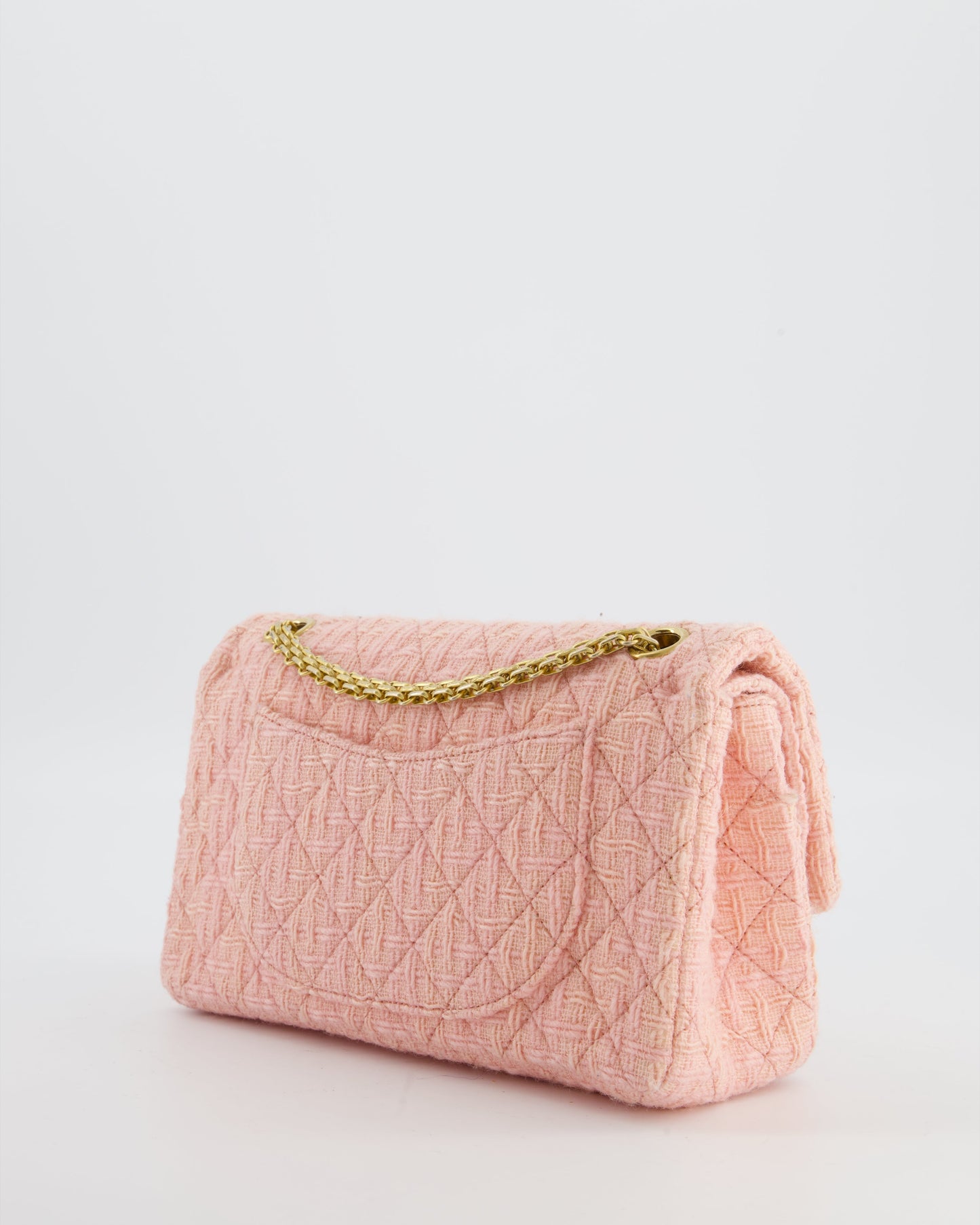 Chanel Pink Tweed Small Reissue 2.55 Double Flap Bag in with Ruthenium Hardware