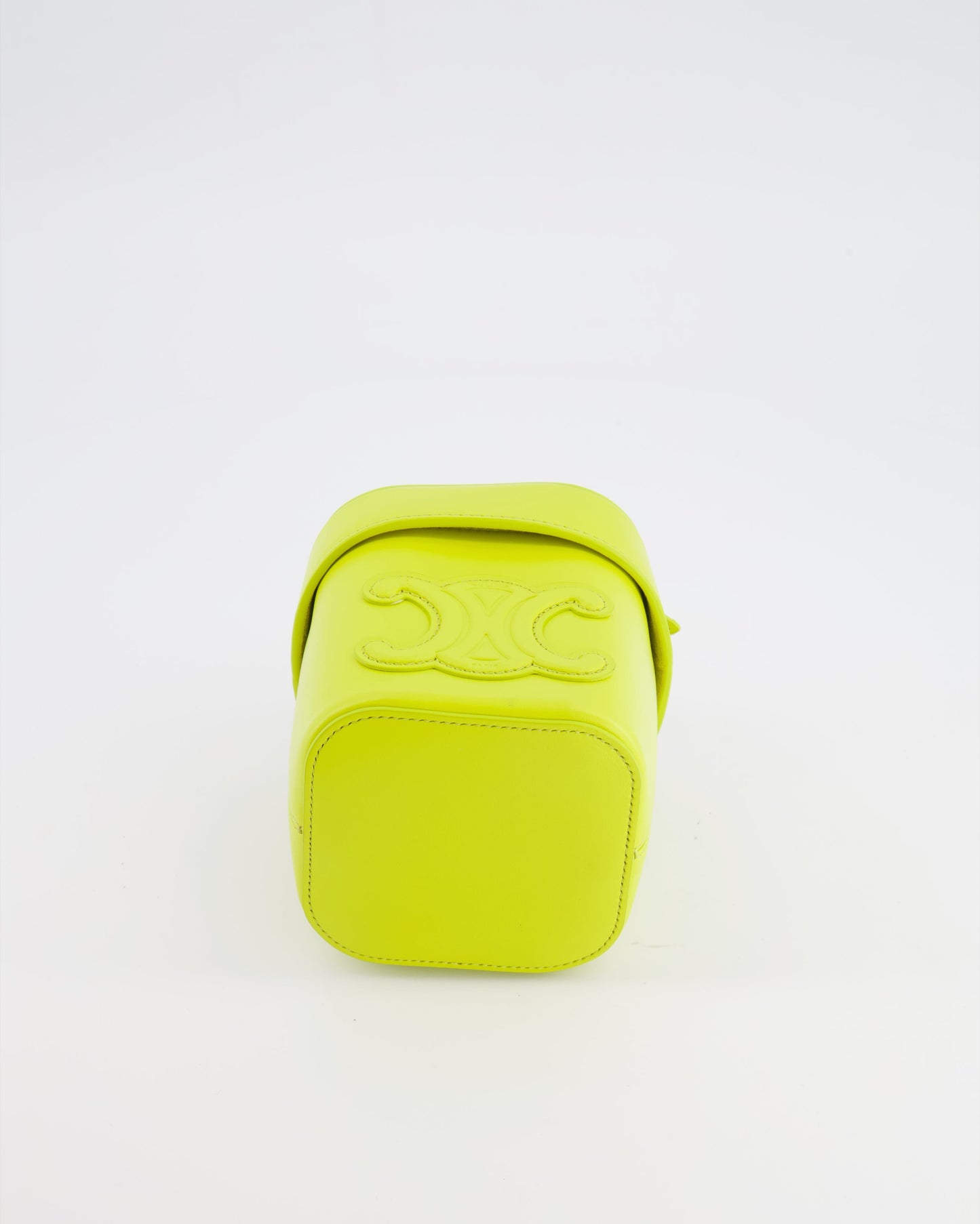 Céline Lime Yellow Leather Small Box Cuir Triomphe Bag