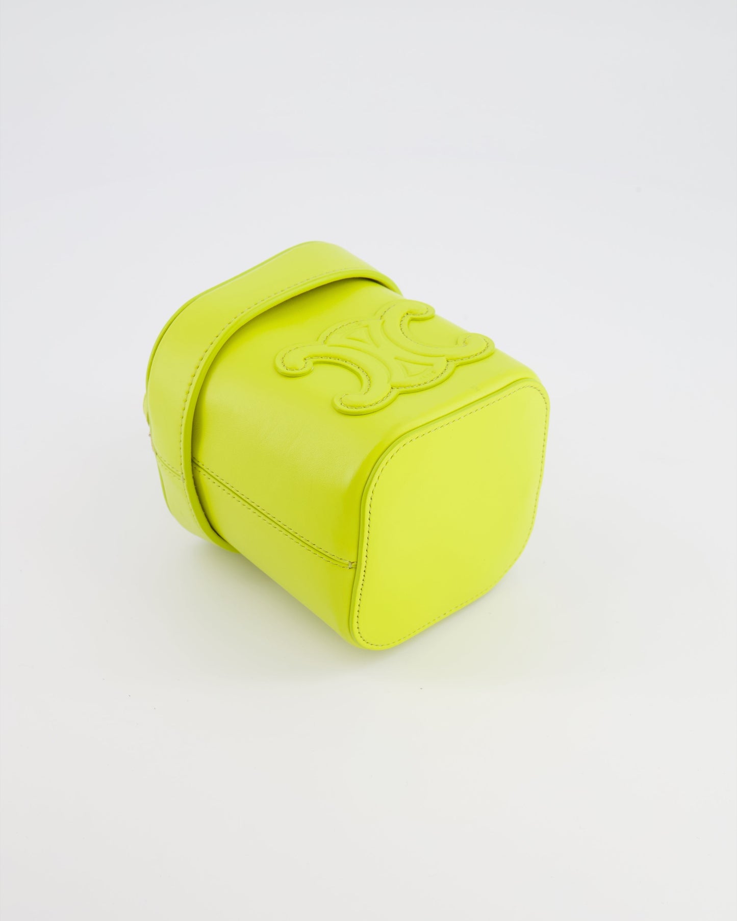 Céline Lime Yellow Leather Small Box Cuir Triomphe Bag