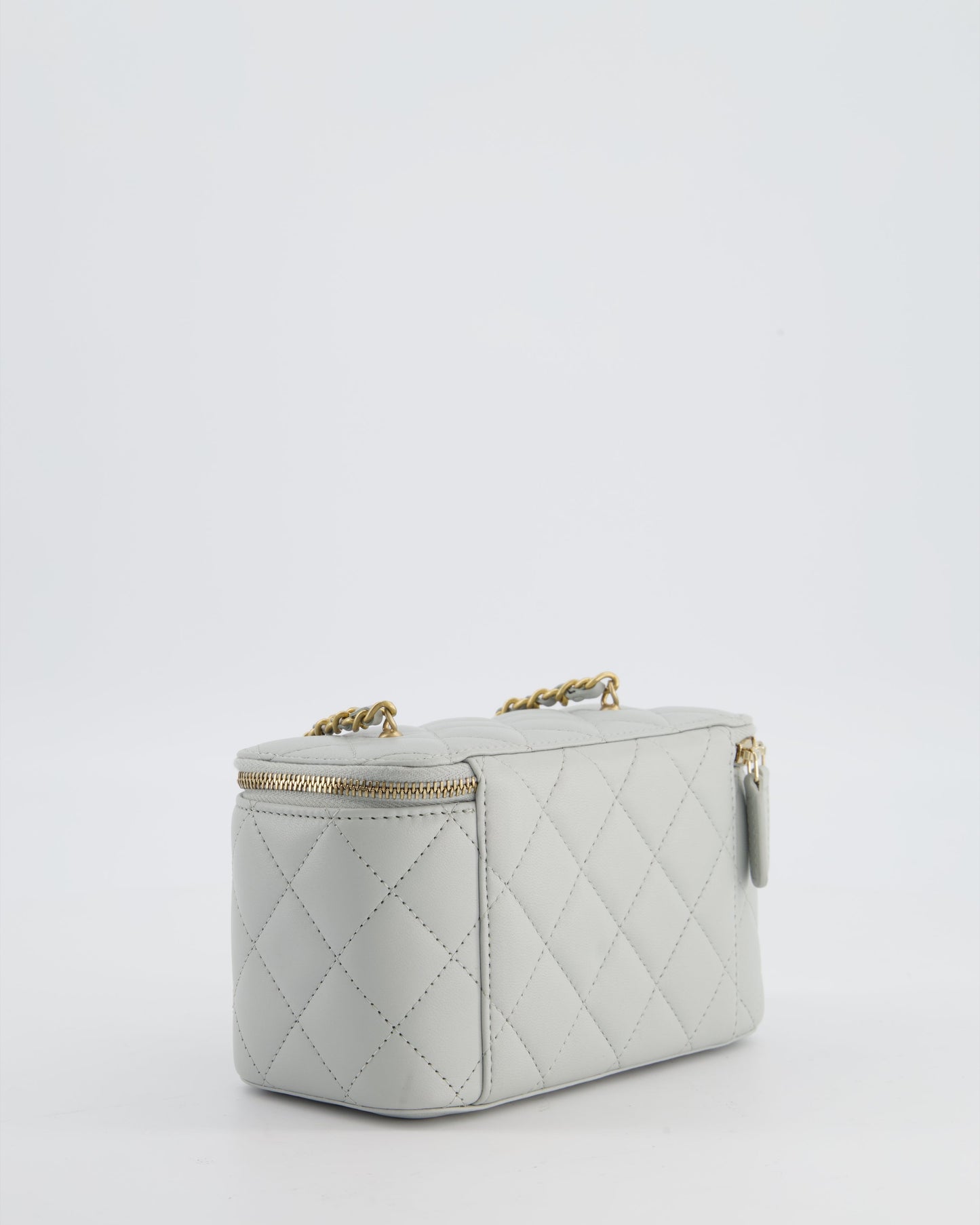 *HOT* Chanel Pastel Blue Coco Crush Vanity Bag in Lambskin Leather with Antique Gold Hardware