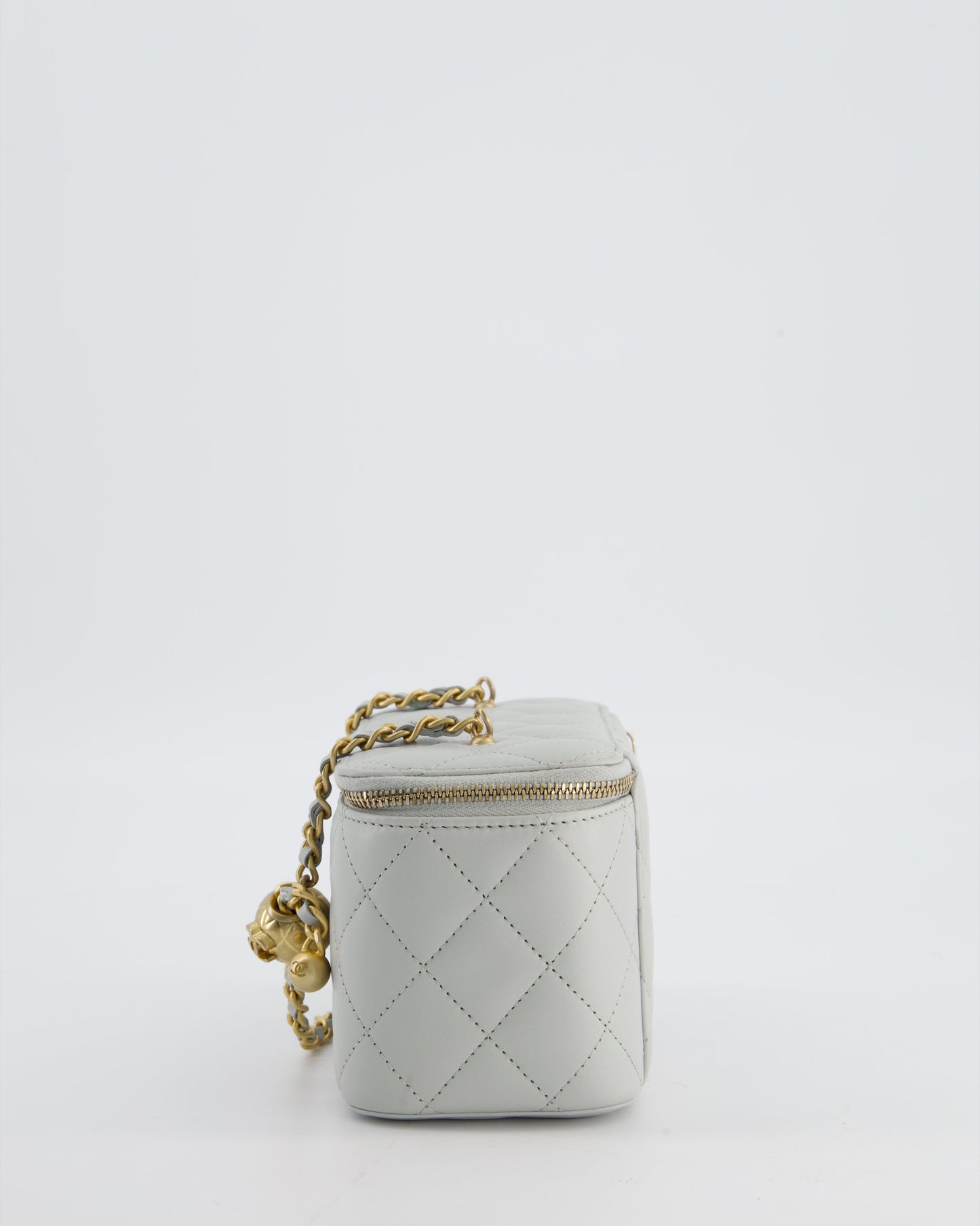 *HOT* Chanel Pastel Blue Coco Crush Vanity Bag in Lambskin Leather with Antique Gold Hardware