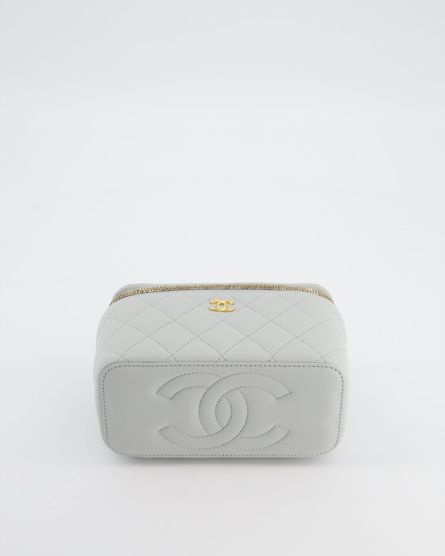 *HOT* Chanel Pastel Blue Coco Crush Vanity Bag in Lambskin Leather with Antique Gold Hardware