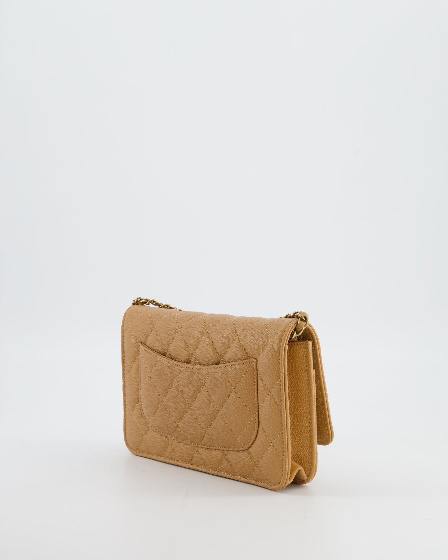 Chanel Caramel Wallet on Chain Bag in Caviar Leather with Champagne Gold Hardware