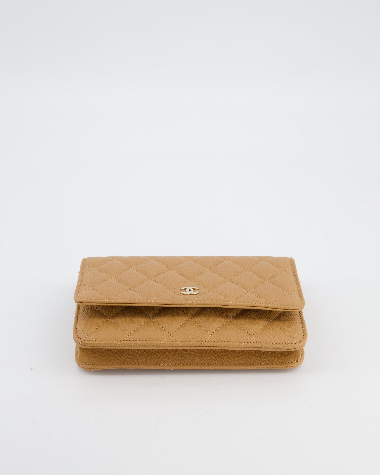 Chanel Caramel Wallet on Chain Bag in Caviar Leather with Champagne Gold Hardware