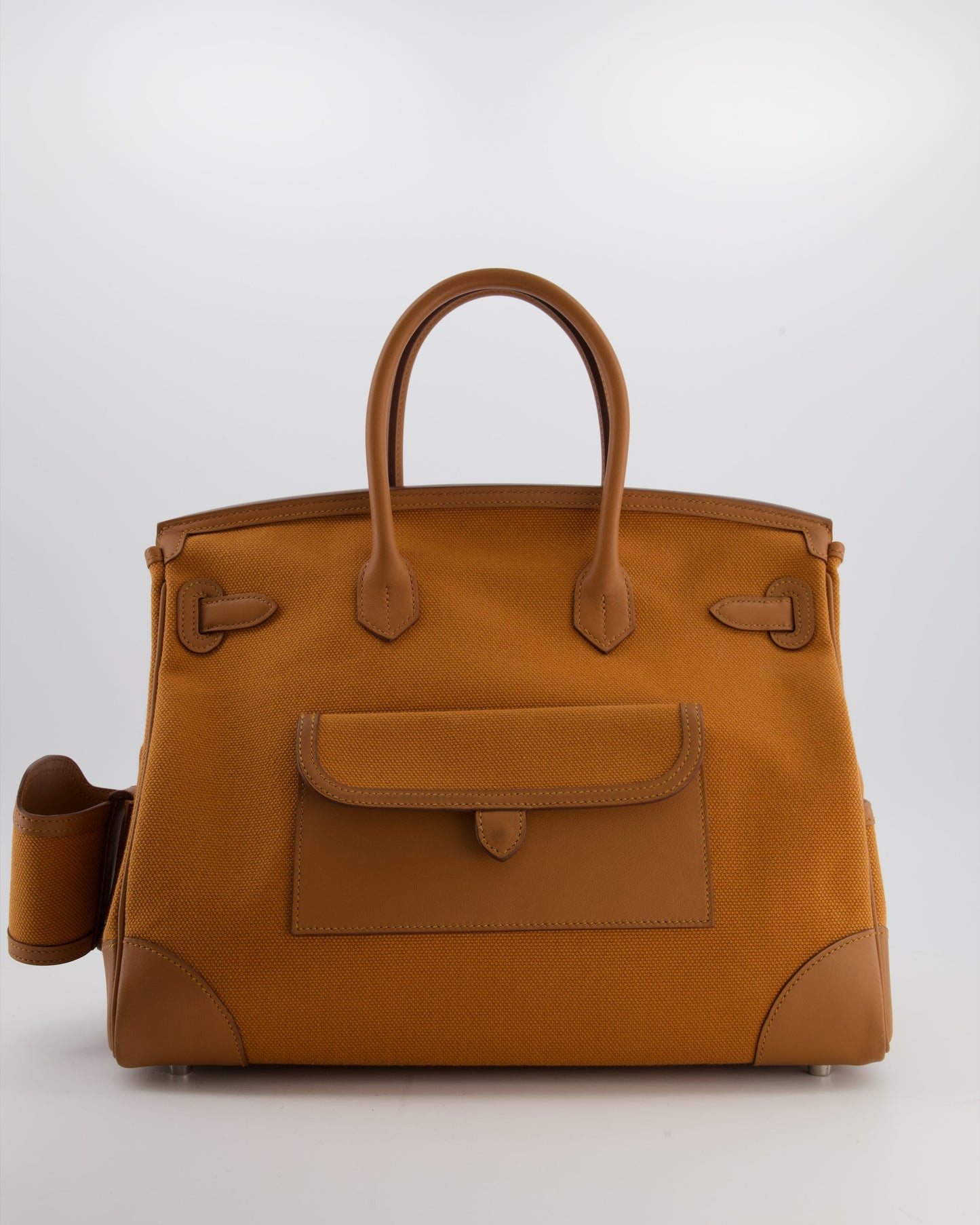 Herm�s Birkin Cargo 35 Bag in Marron d'Inde Canvas and Swift Leather with Palladium Hardware
