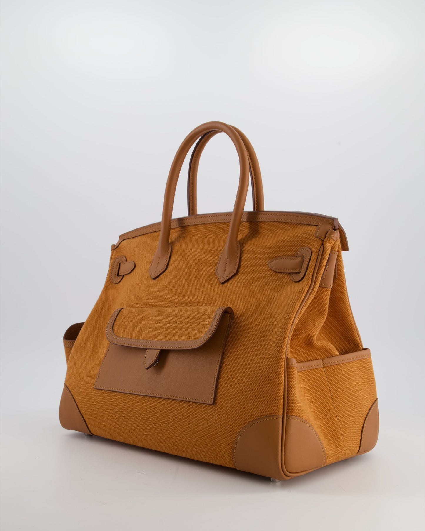 Herm�s Birkin Cargo 35 Bag in Marron d'Inde Canvas and Swift Leather with Palladium Hardware