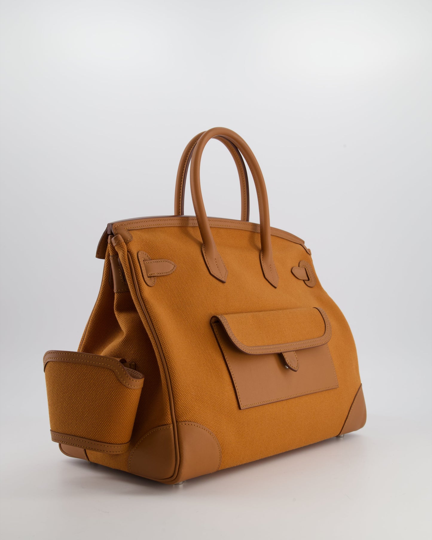 Herm�s Birkin Cargo 35 Bag in Marron d'Inde Canvas and Swift Leather with Palladium Hardware