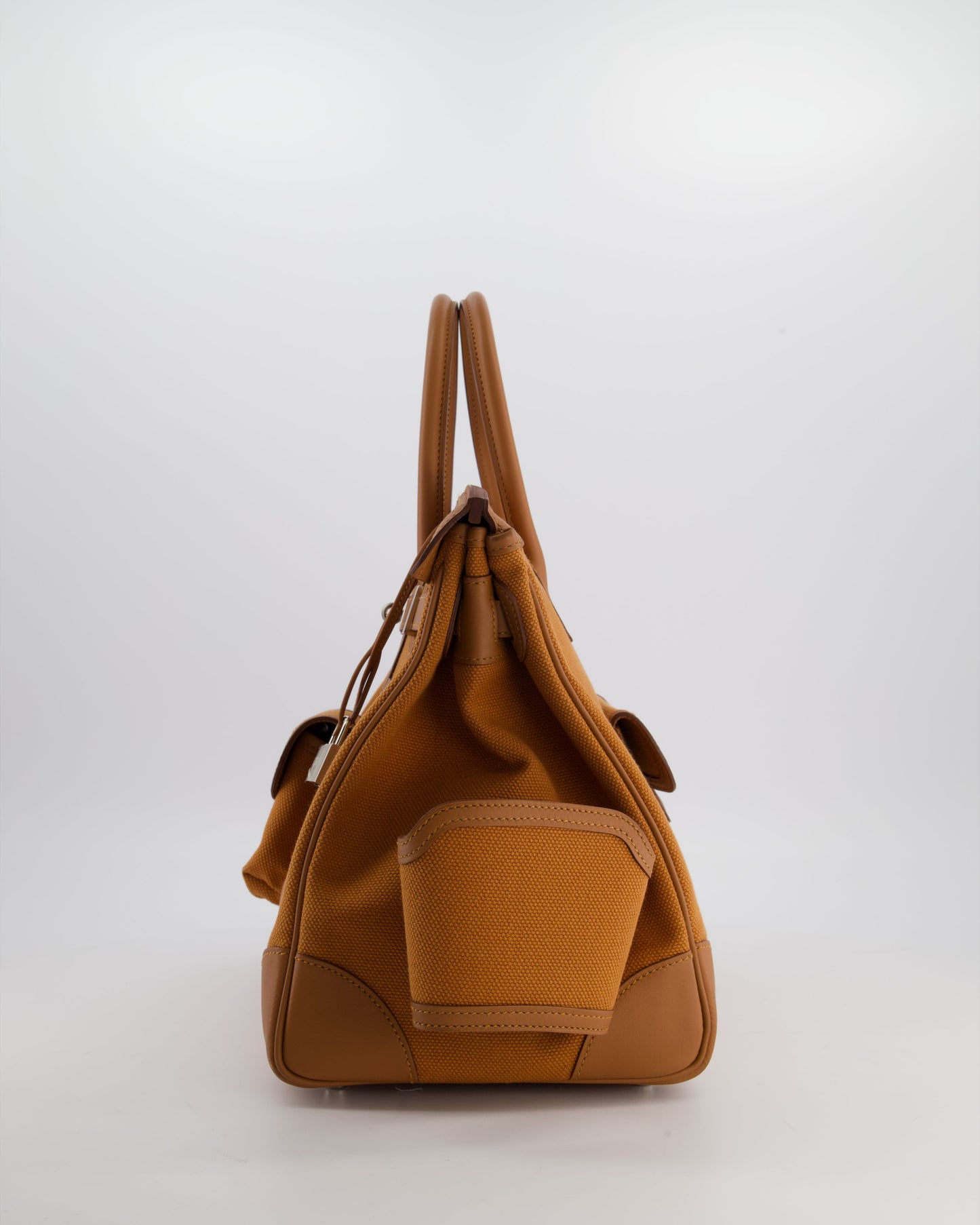 Herm�s Birkin Cargo 35 Bag in Marron d'Inde Canvas and Swift Leather with Palladium Hardware