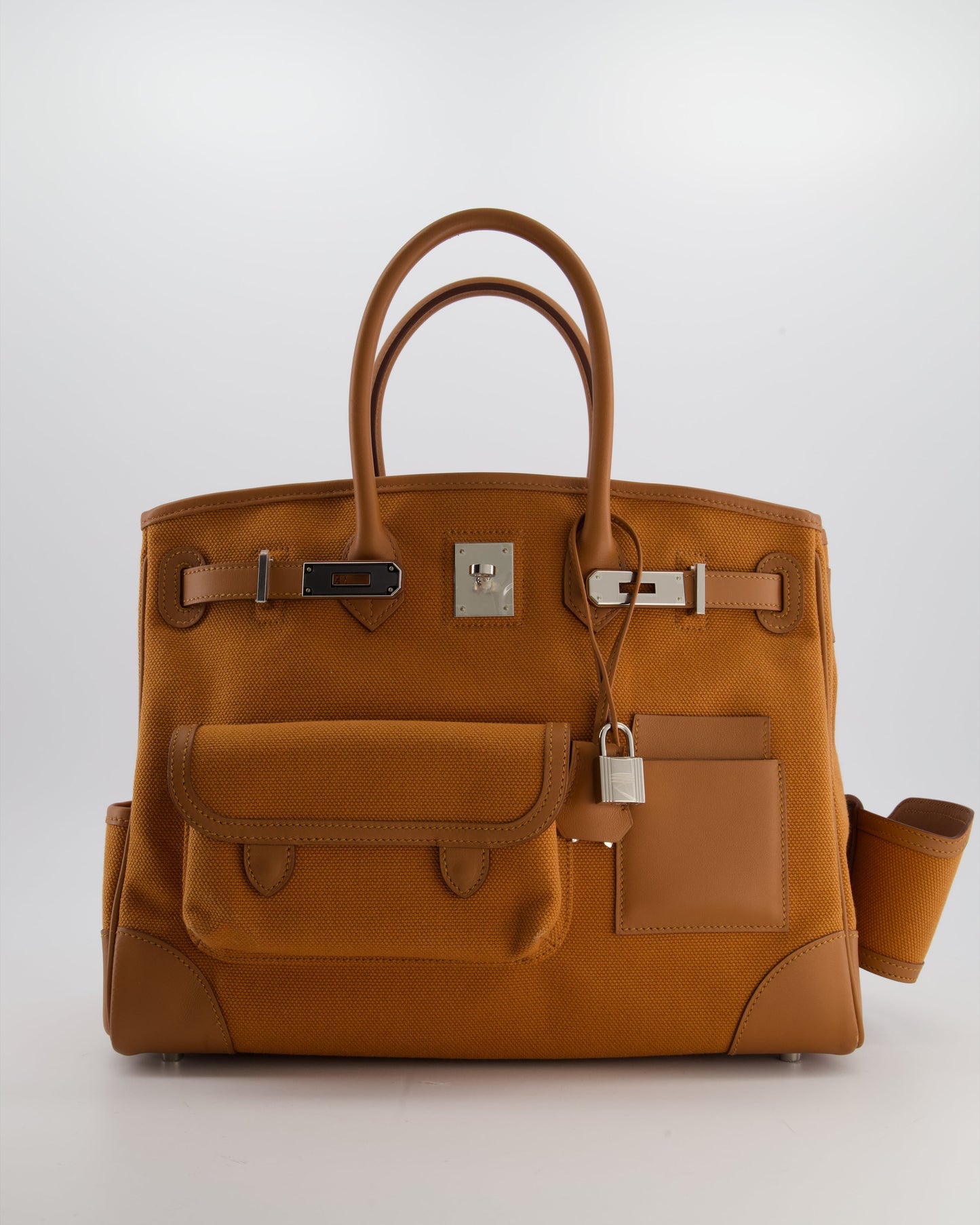 Herm�s Birkin Cargo 35 Bag in Marron d'Inde Canvas and Swift Leather with Palladium Hardware