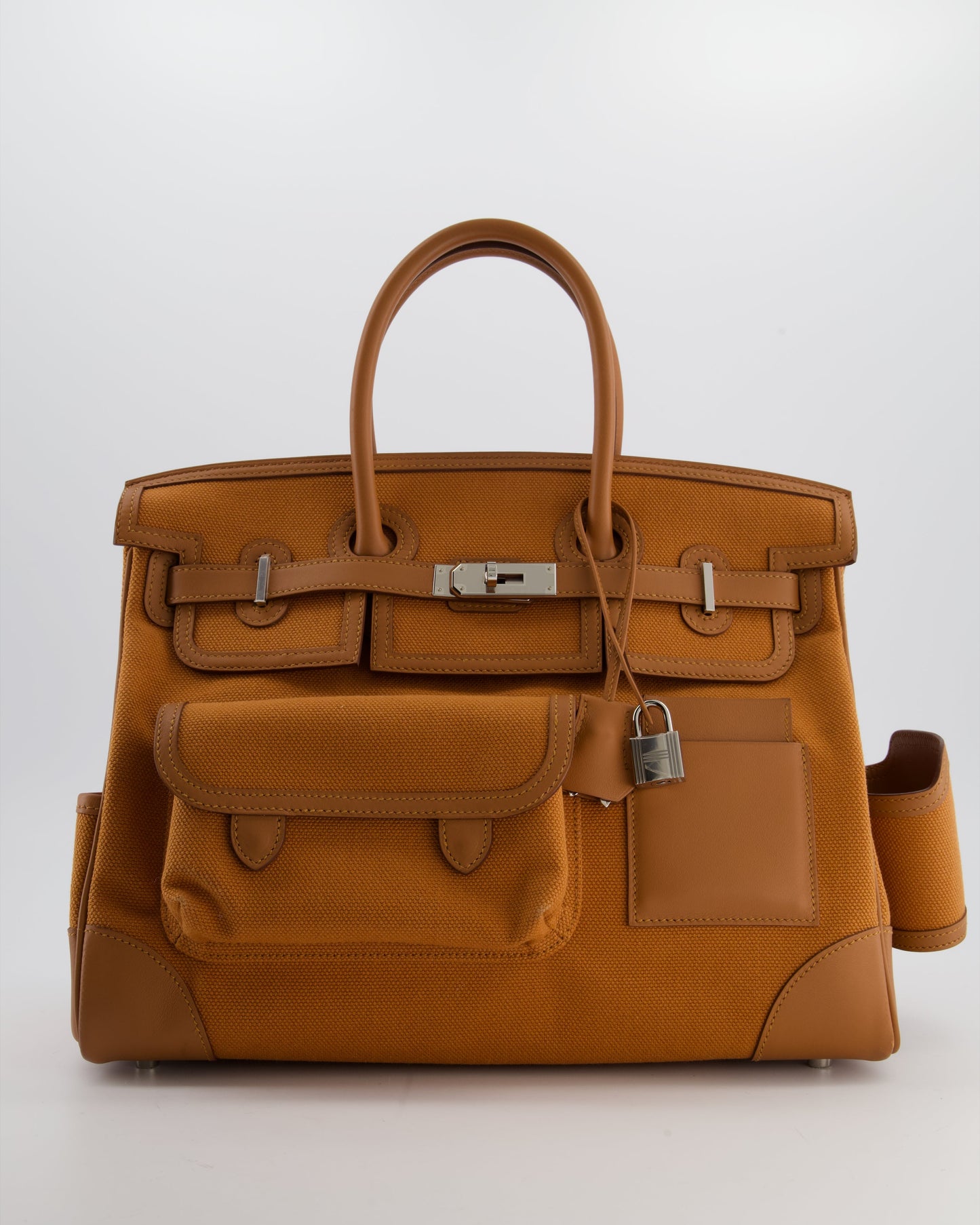 Herm�s Birkin Cargo 35 Bag in Marron d'Inde Canvas and Swift Leather with Palladium Hardware