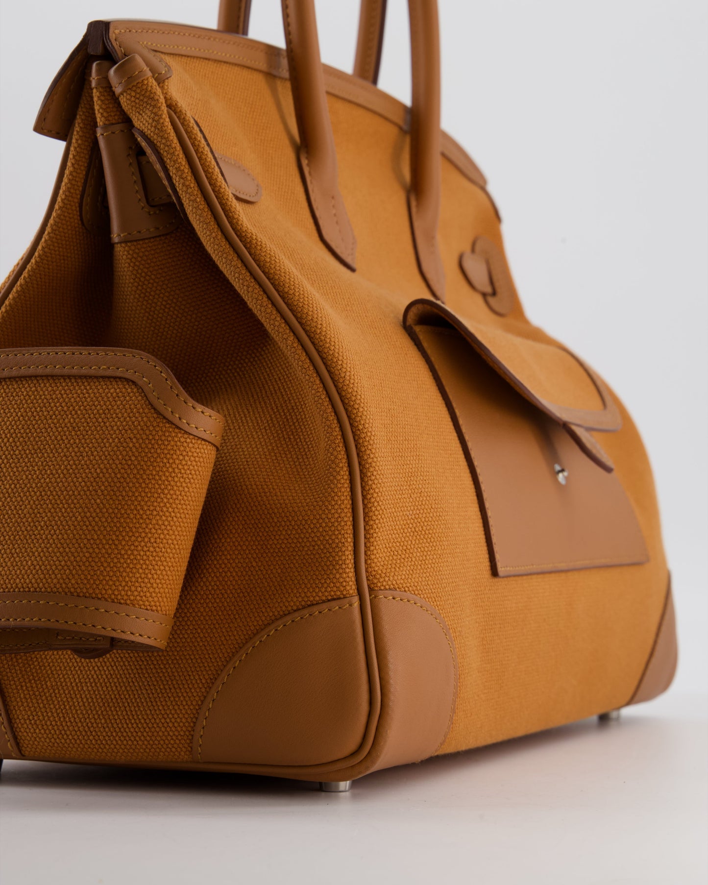 Herm�s Birkin Cargo 35 Bag in Marron d'Inde Canvas and Swift Leather with Palladium Hardware