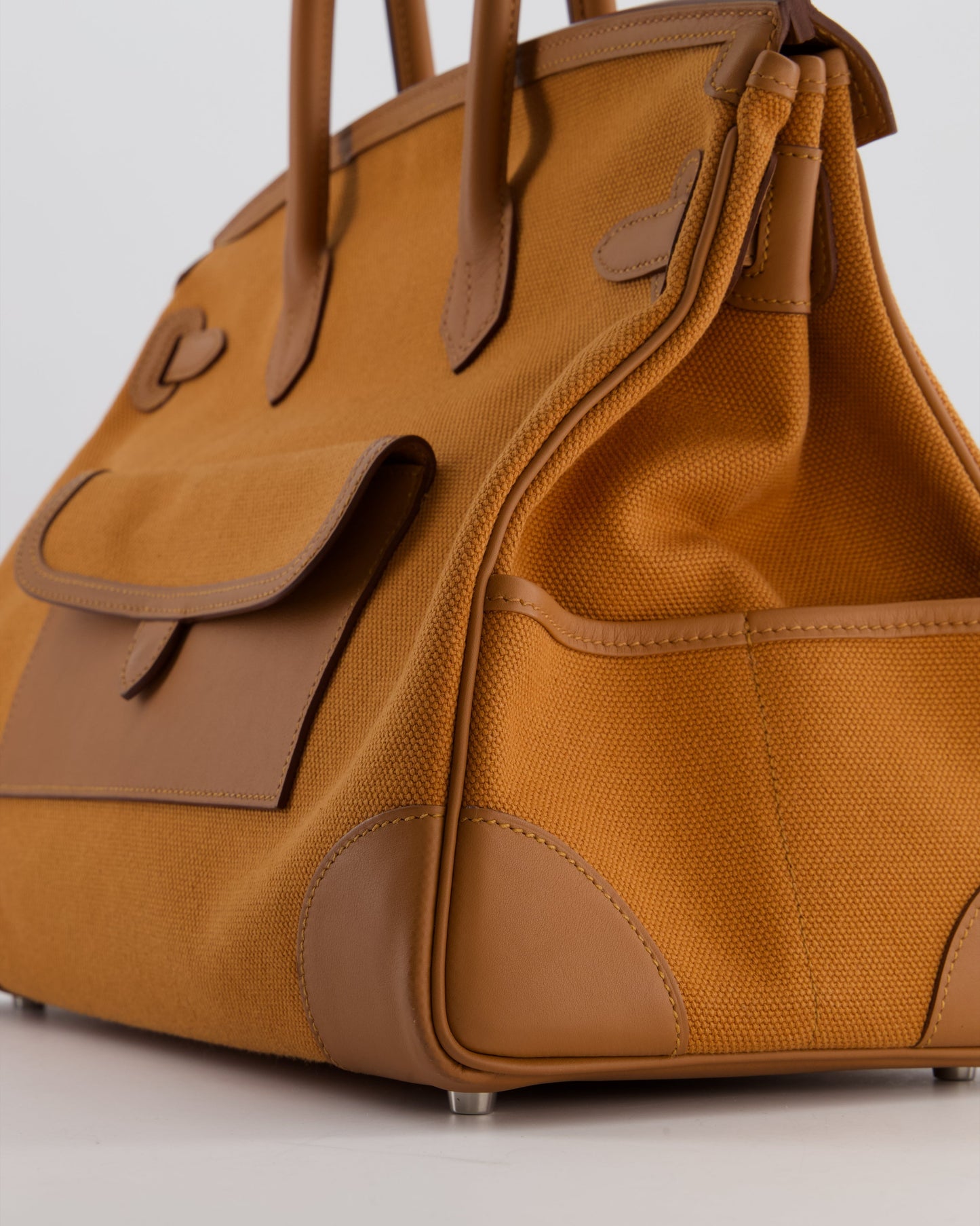 Herm�s Birkin Cargo 35 Bag in Marron d'Inde Canvas and Swift Leather with Palladium Hardware