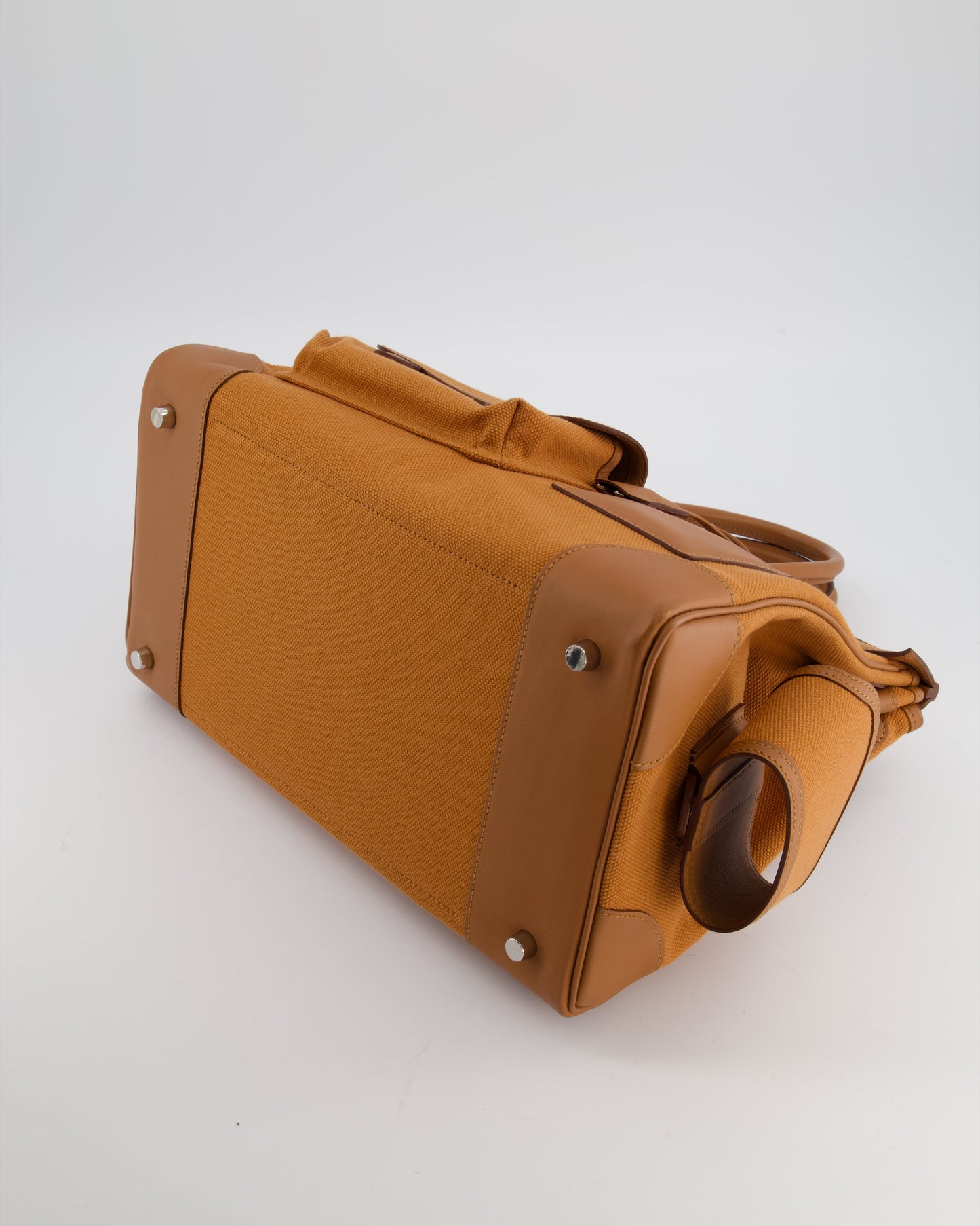 Herm�s Birkin Cargo 35 Bag in Marron d'Inde Canvas and Swift Leather with Palladium Hardware