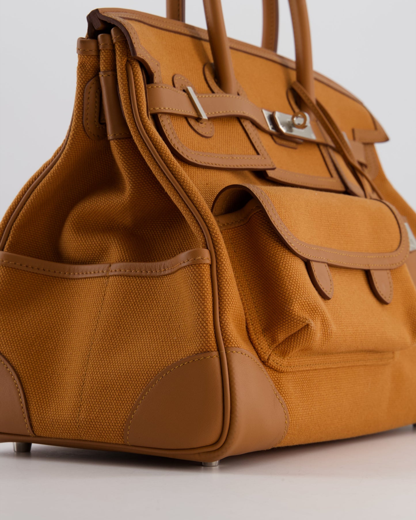 Herm�s Birkin Cargo 35 Bag in Marron d'Inde Canvas and Swift Leather with Palladium Hardware