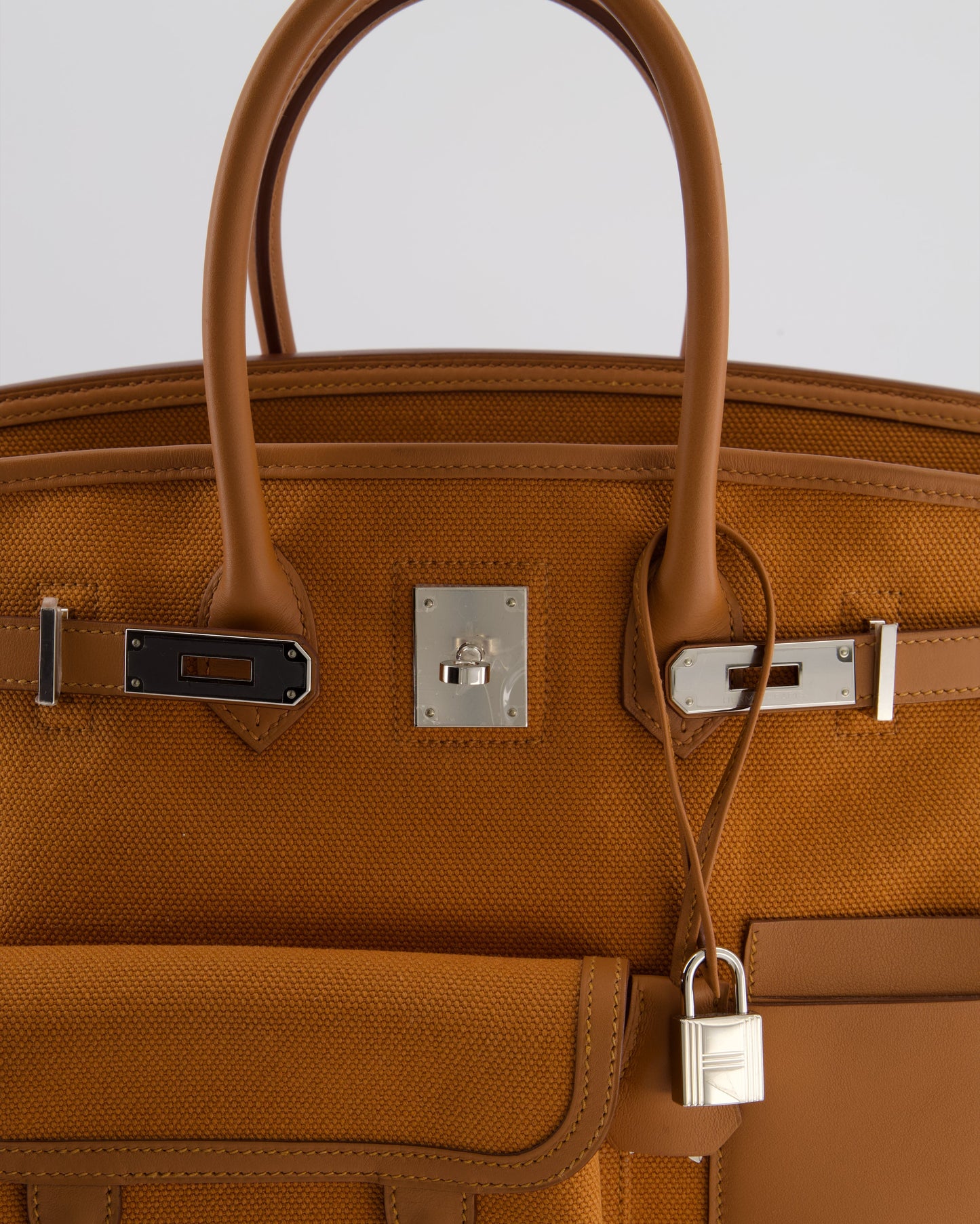 Herm�s Birkin Cargo 35 Bag in Marron d'Inde Canvas and Swift Leather with Palladium Hardware