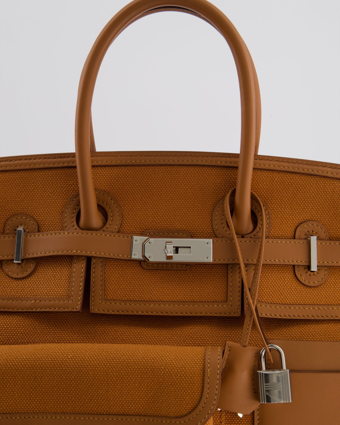 Herm�s Birkin Cargo 35 Bag in Marron d'Inde Canvas and Swift Leather with Palladium Hardware