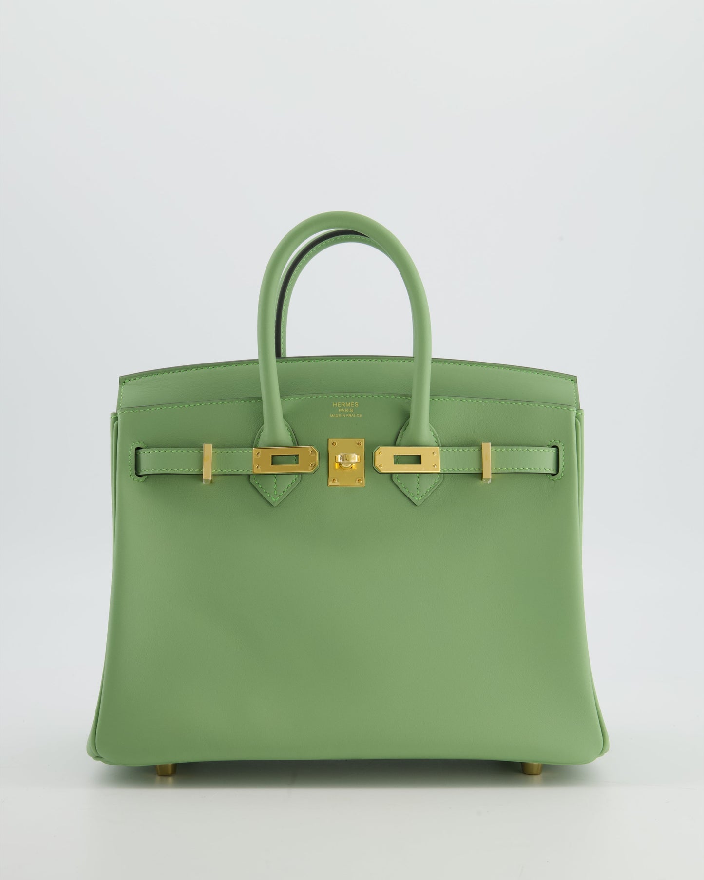 *HOT COLOUR* Herm�s Birkin 25 Retourne Bag in Vert Criquet Swift Leather with Gold Hardware