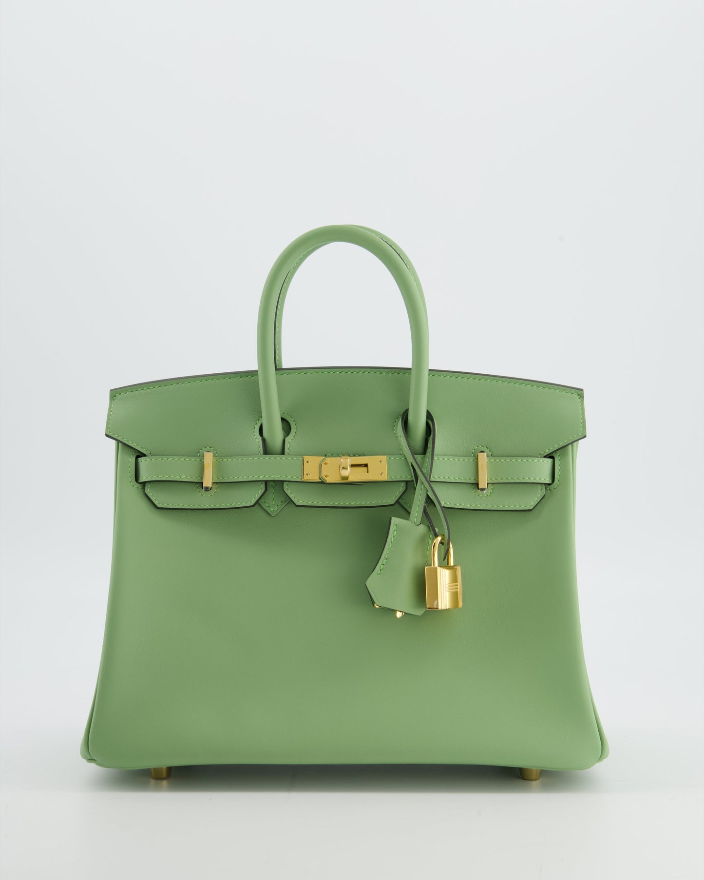 *HOT COLOUR* Herm�s Birkin 25 Retourne Bag in Vert Criquet Swift Leather with Gold Hardware