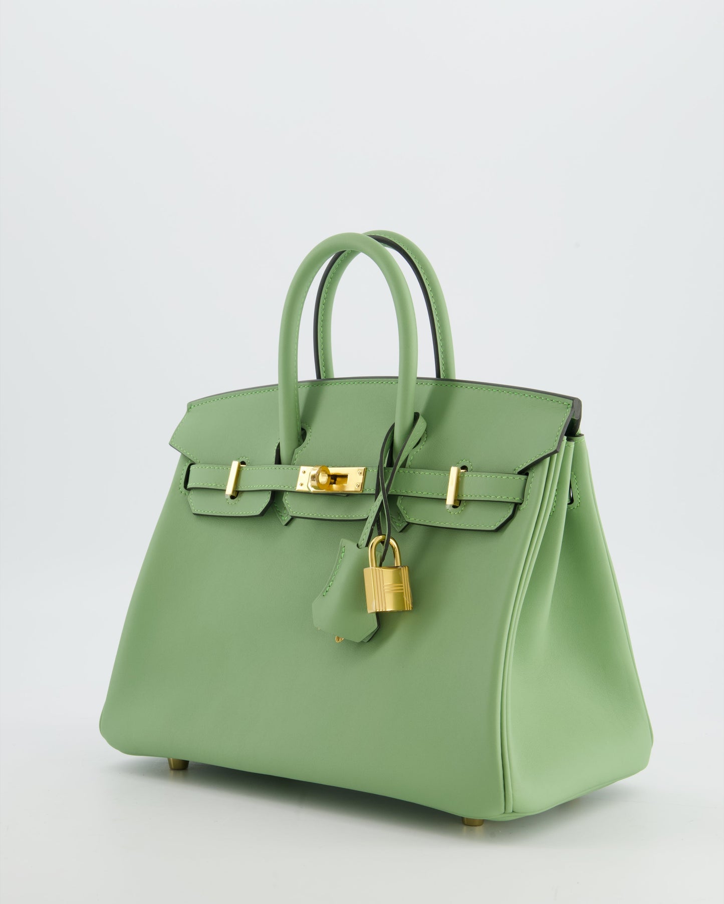 *HOT COLOUR* Herm�s Birkin 25 Retourne Bag in Vert Criquet Swift Leather with Gold Hardware
