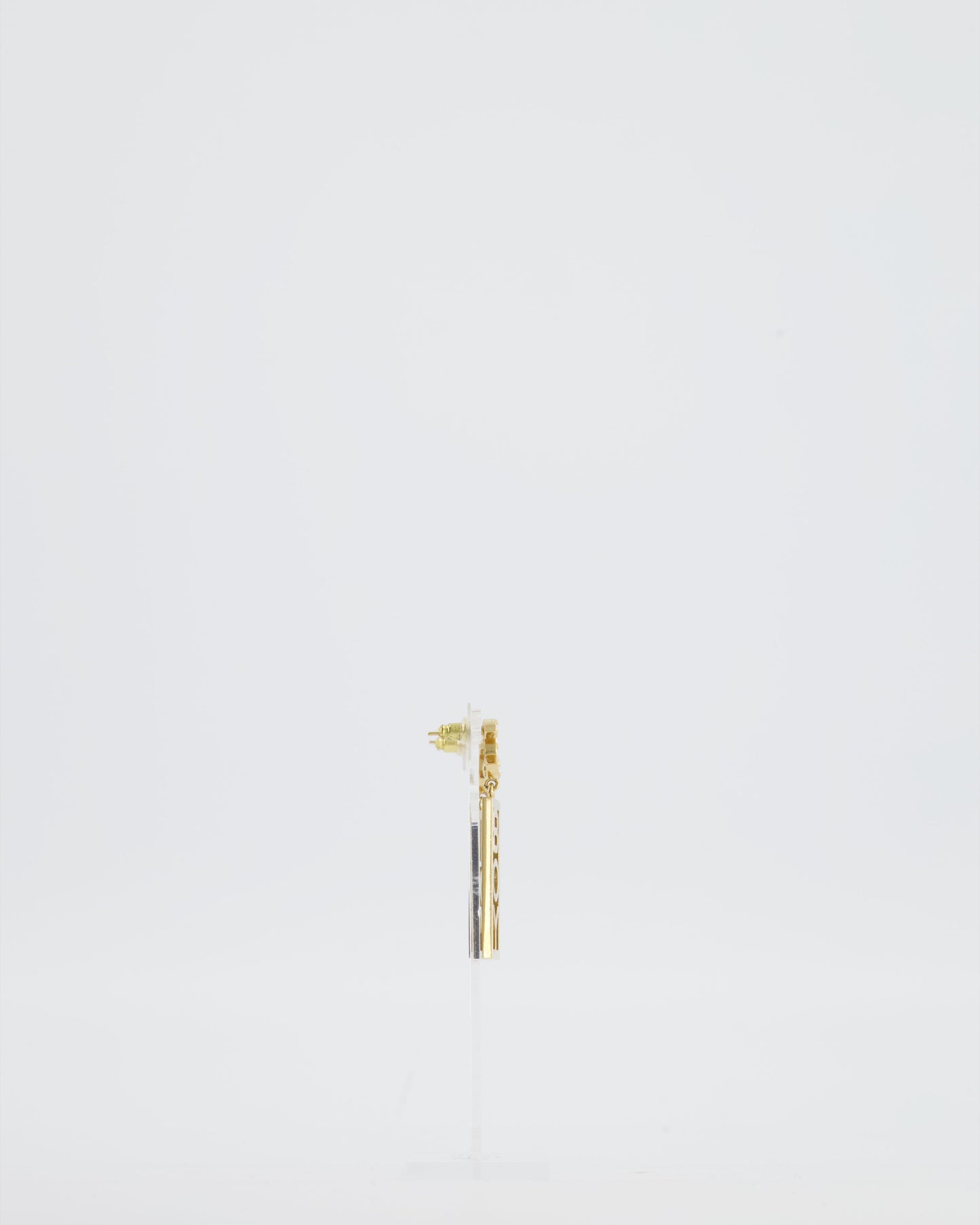 Chanel 22P Gold Crystal CC Earrings Drop BOY Pendant