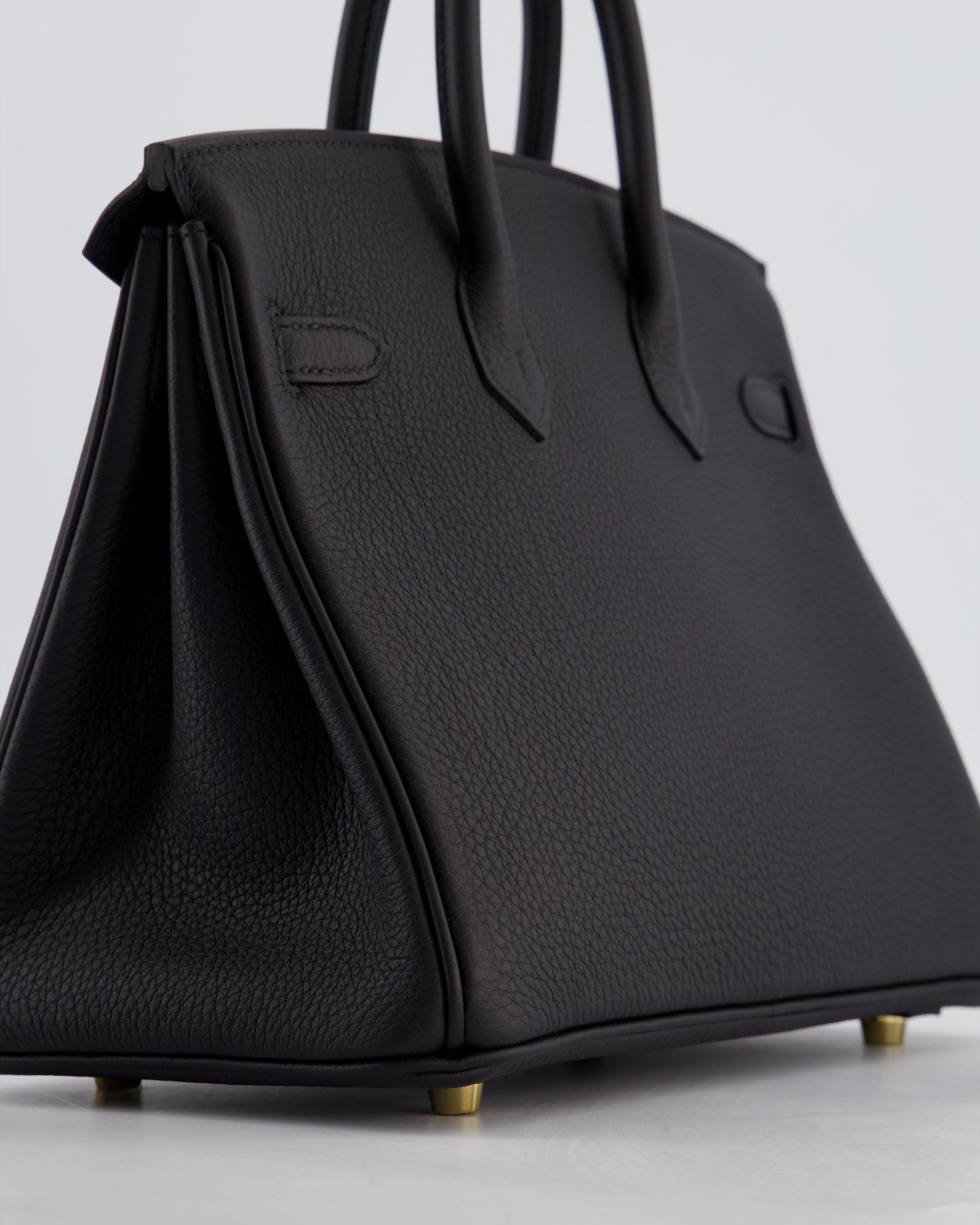 *HOT* Hermès Birkin 25 Retourne Bag in Noir Togo Leather with Gold Hardware