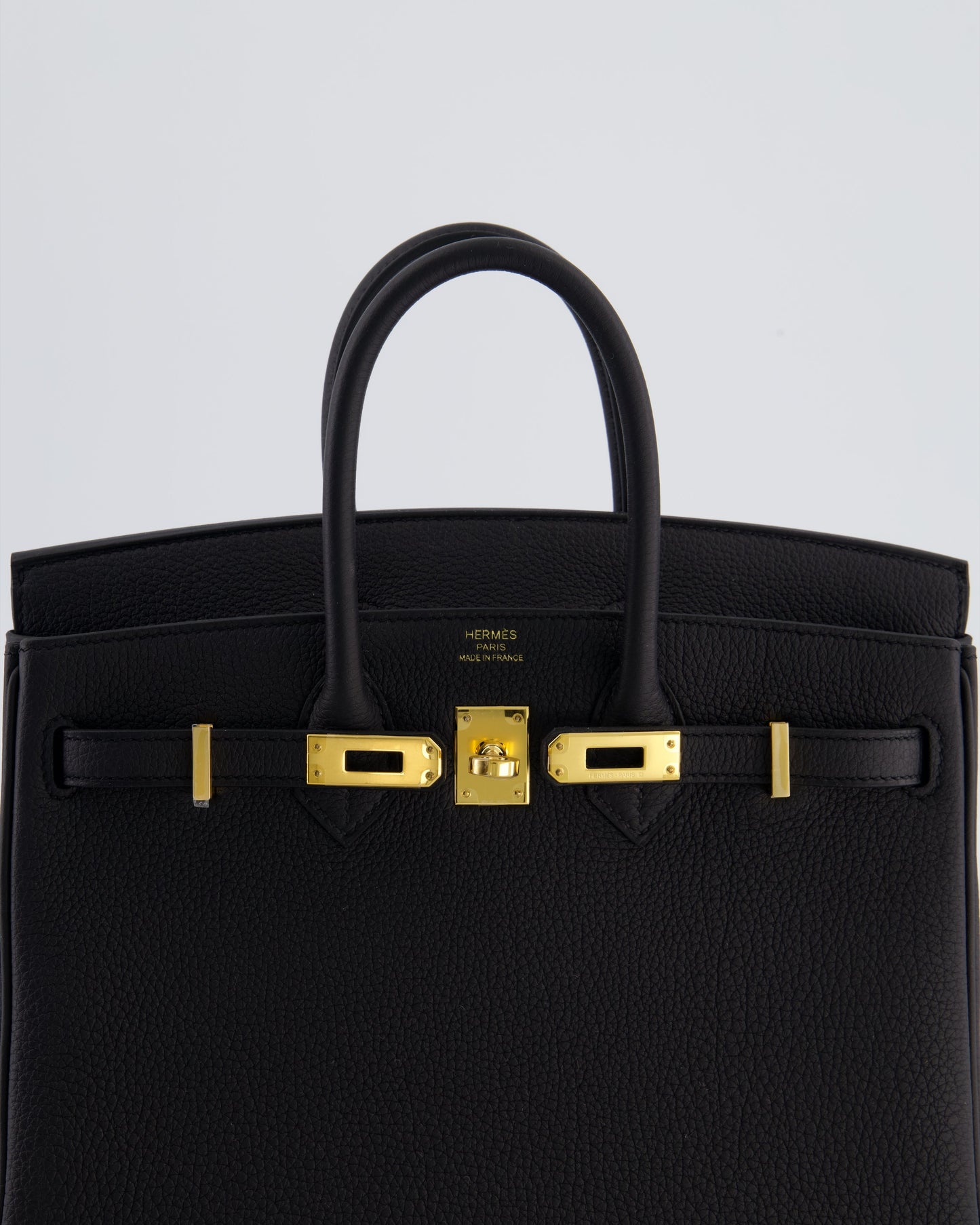 *HOT* Hermès Birkin 25 Retourne Bag in Noir Togo Leather with Gold Hardware
