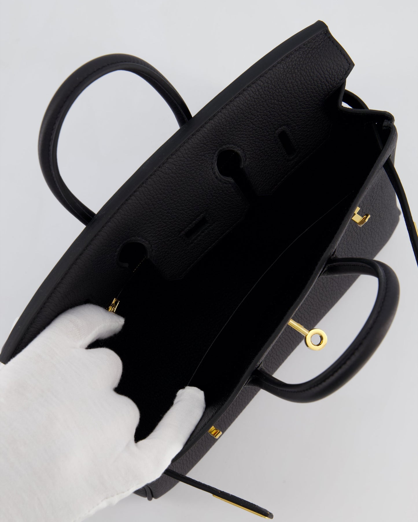 *HOT* Hermès Birkin 25 Retourne Bag in Noir Togo Leather with Gold Hardware