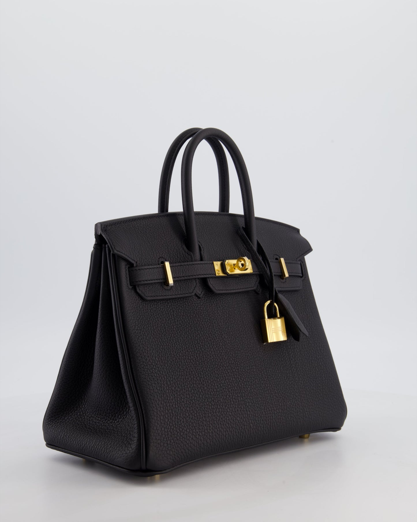 *HOT* Hermès Birkin 25 Retourne Bag in Noir Togo Leather with Gold Hardware