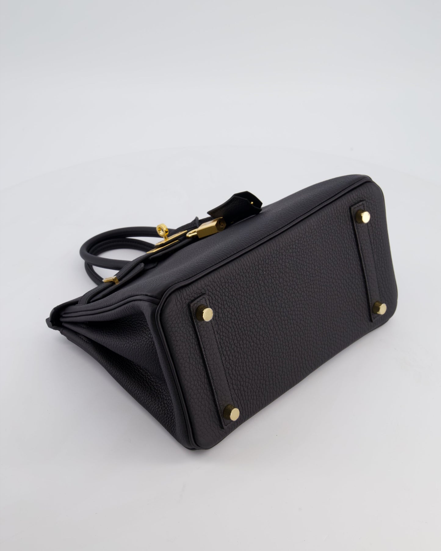 *HOT* Hermès Birkin 25 Retourne Bag in Noir Togo Leather with Gold Hardware