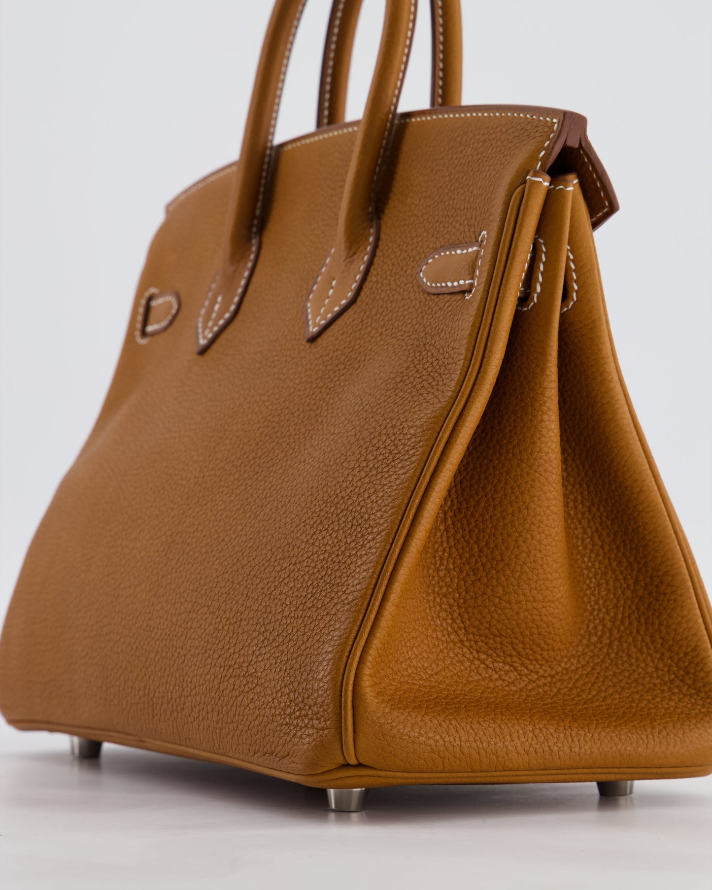 *RARE* Herm�s Birkin 25 Retourne Bag in Fauve Barenia Faubourg Leather with Palladium Hardware