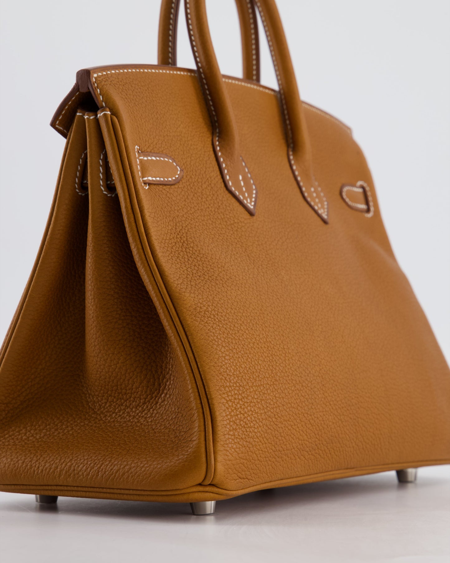 *RARE* Herm�s Birkin 25 Retourne Bag in Fauve Barenia Faubourg Leather with Palladium Hardware