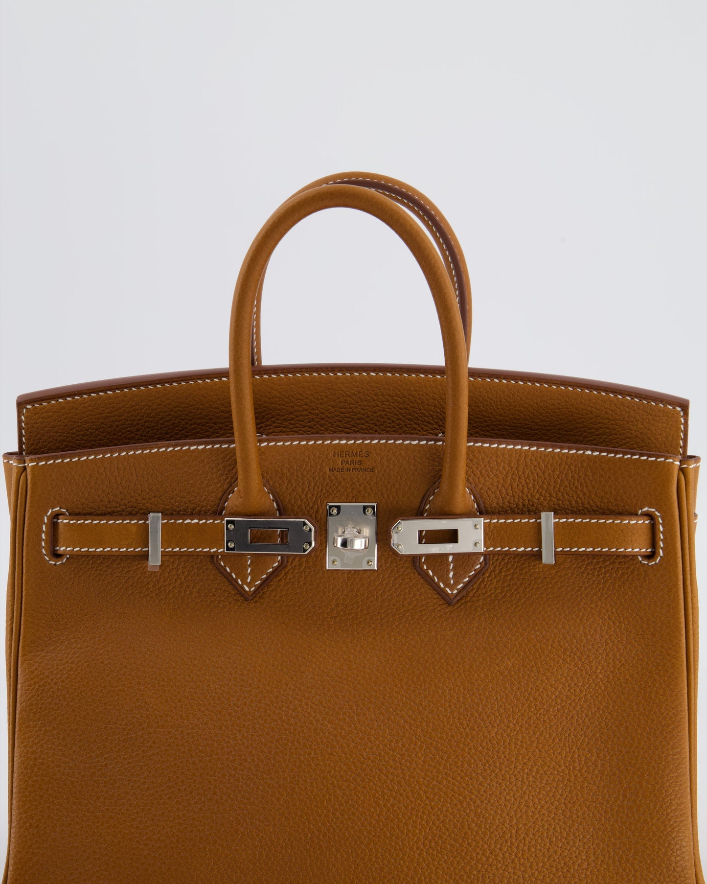 *RARE* Herm�s Birkin 25 Retourne Bag in Fauve Barenia Faubourg Leather with Palladium Hardware