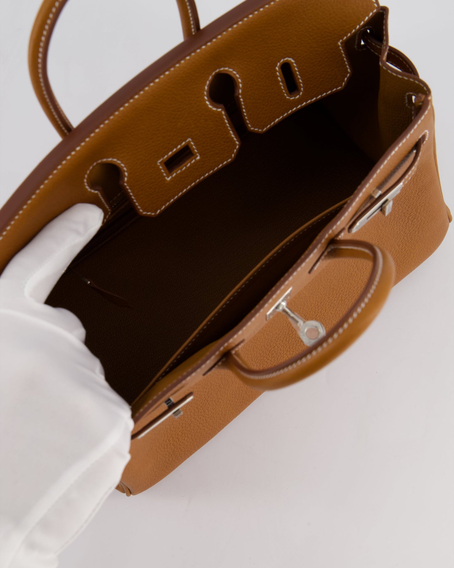 *RARE* Herm�s Birkin 25 Retourne Bag in Fauve Barenia Faubourg Leather with Palladium Hardware