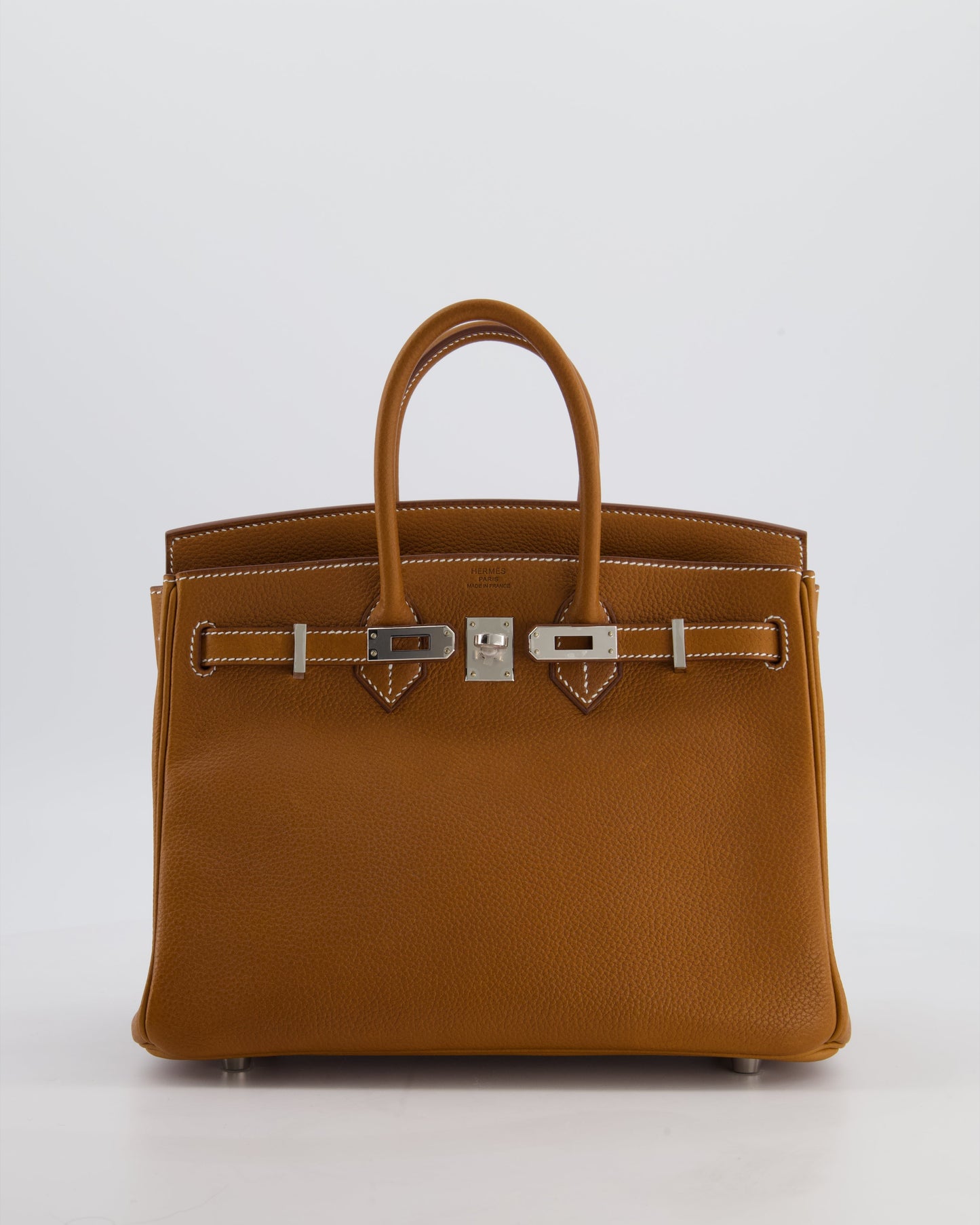 *RARE* Herm�s Birkin 25 Retourne Bag in Fauve Barenia Faubourg Leather with Palladium Hardware