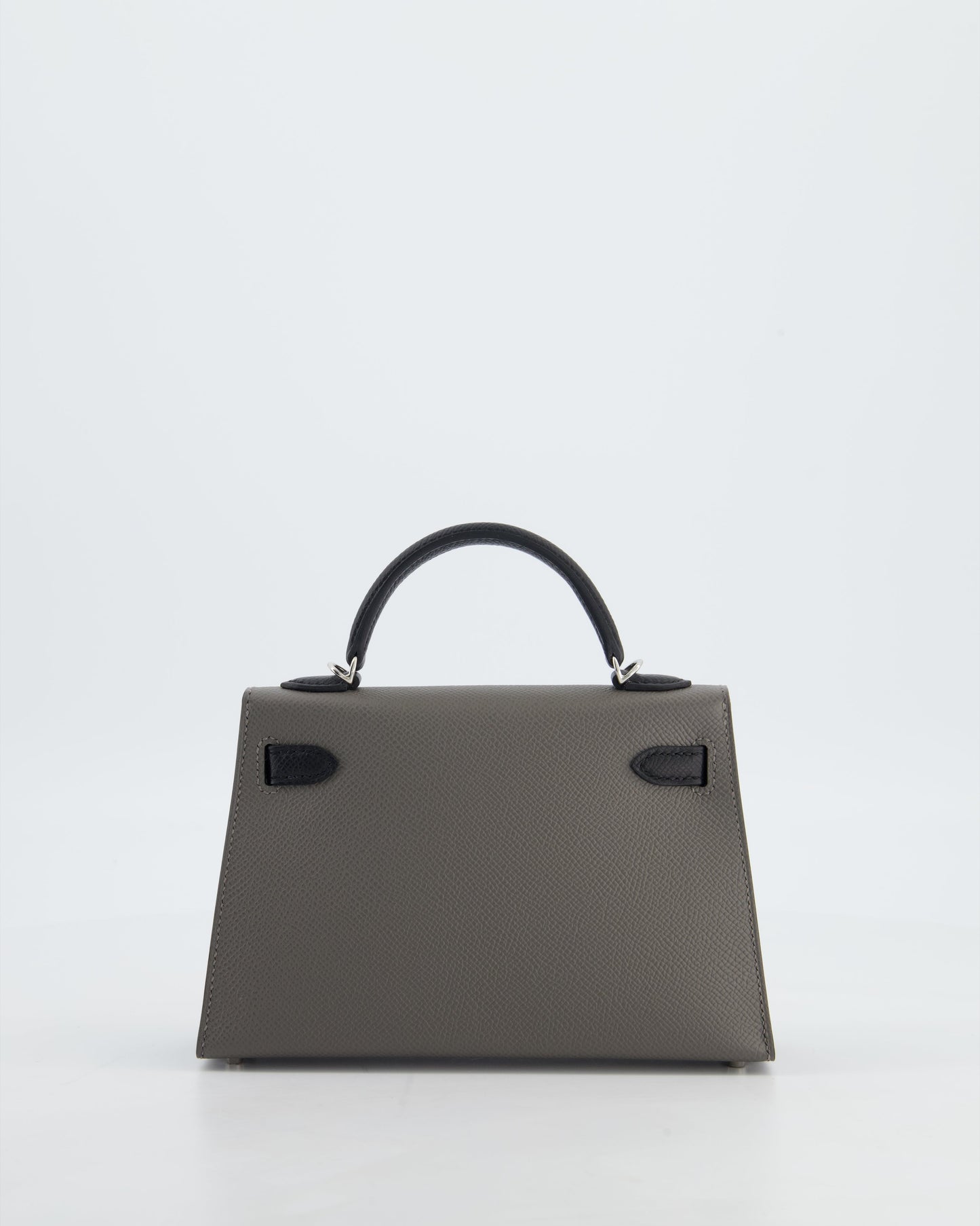 *SUPER RARE* Herm�s HSS Mini Kelly II 20 Bag in Gris Meyer & Black Epsom Leather and Palladium Hardware